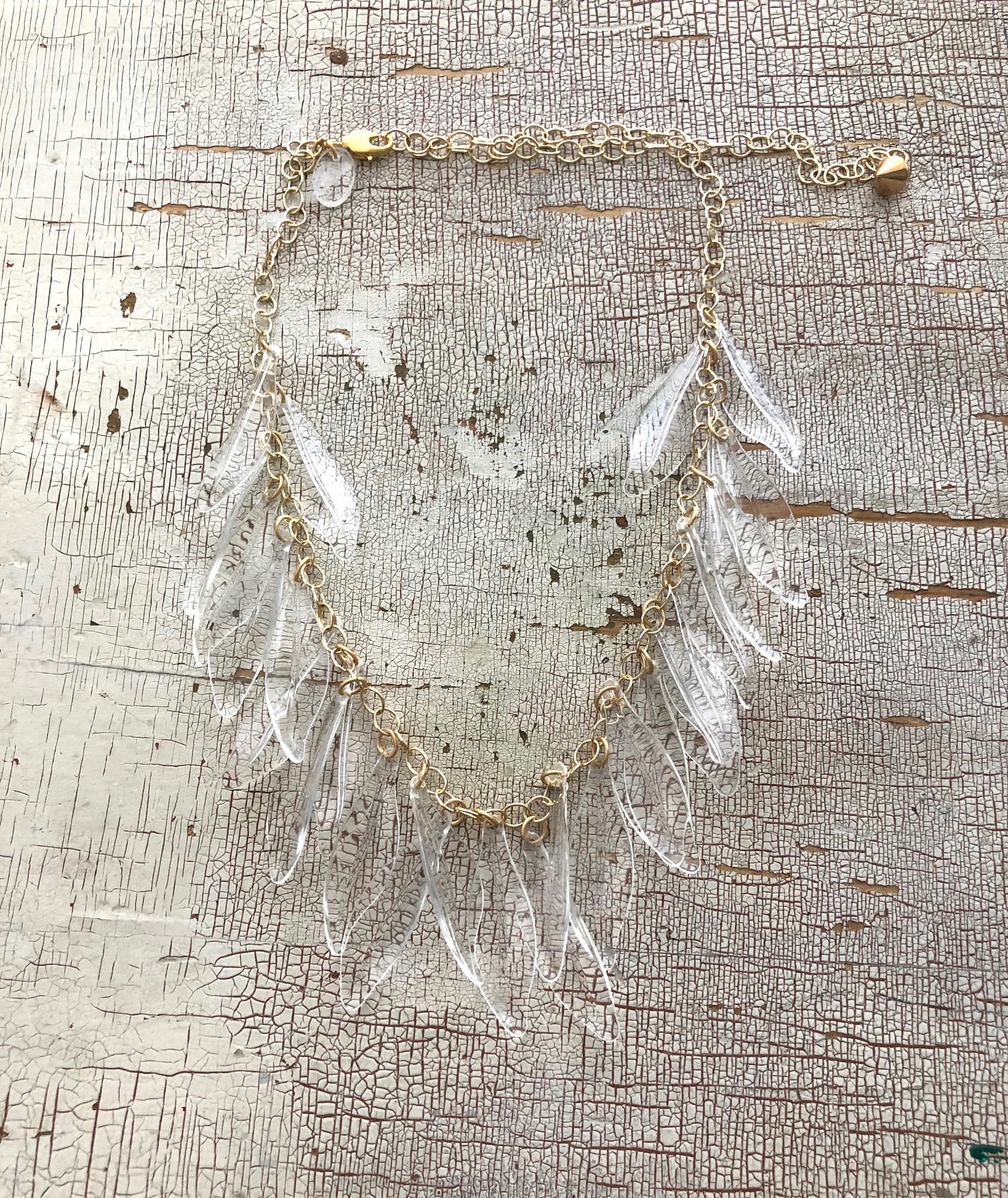 clear leaf necklace