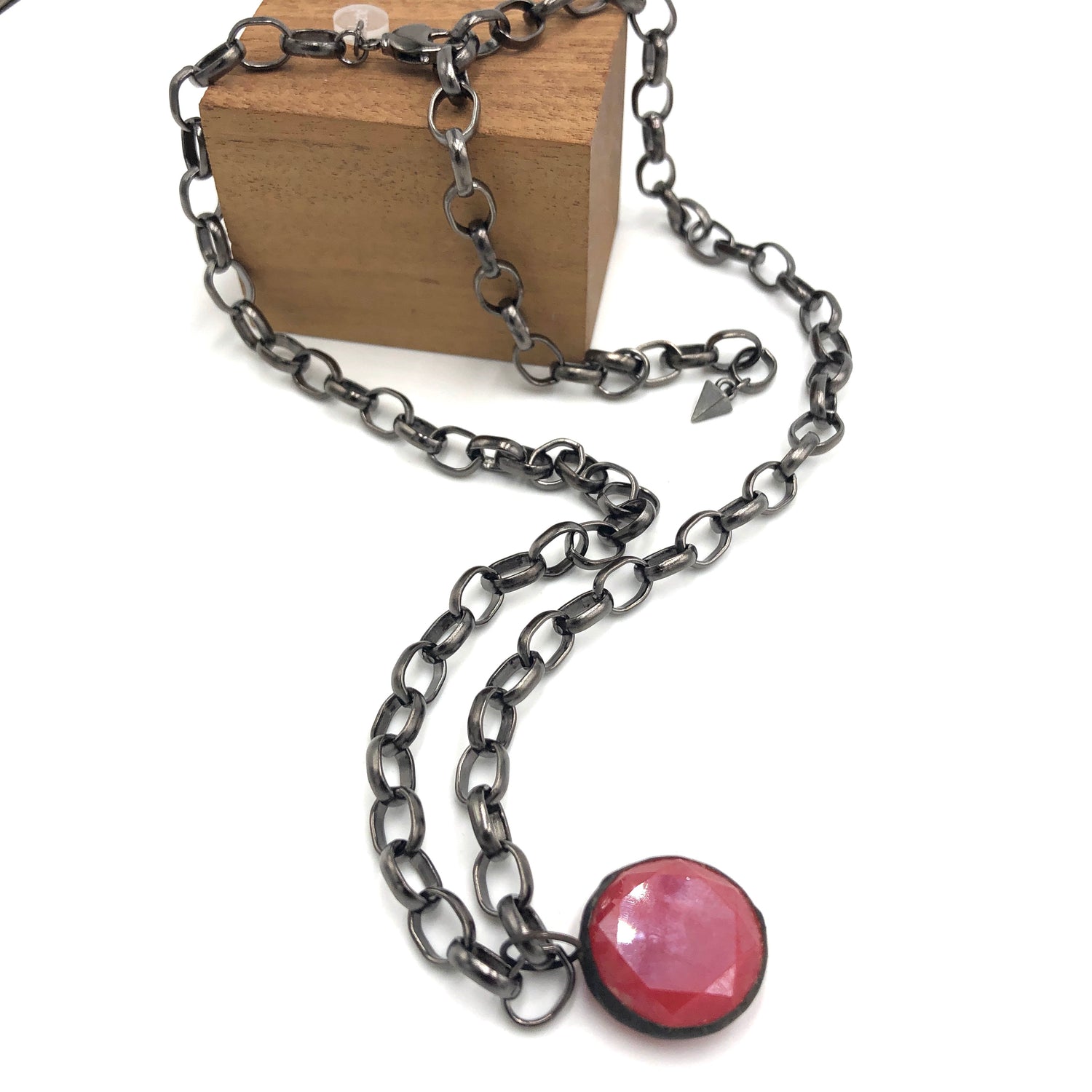 ruby faceted chunky chain