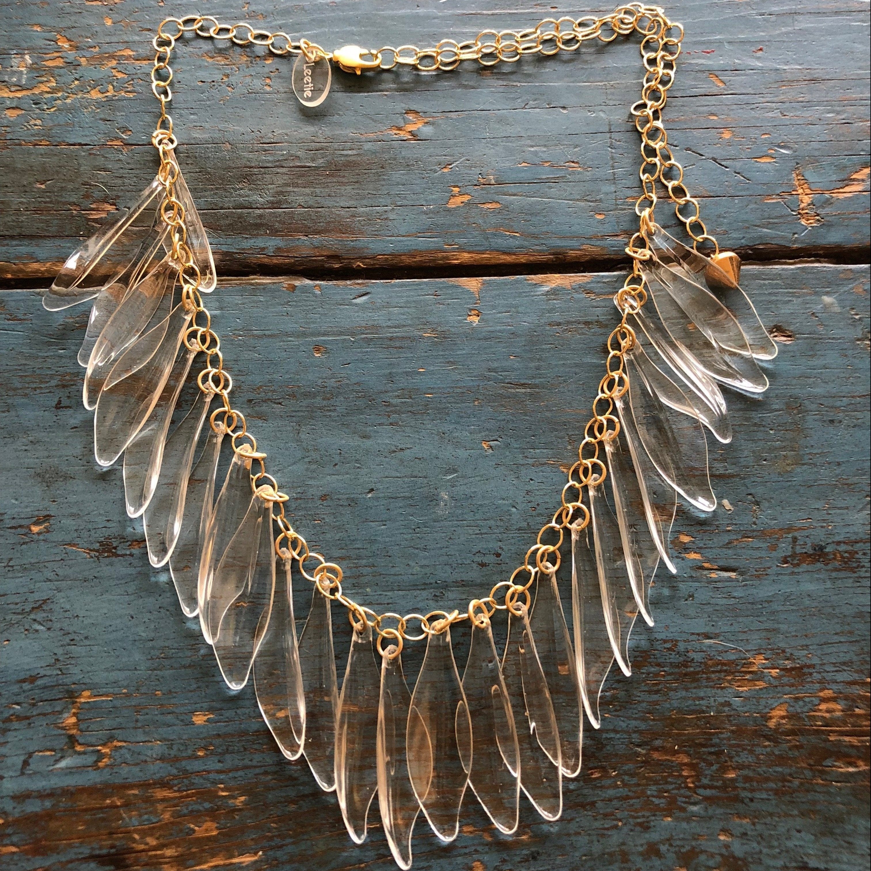 clear leaves necklace