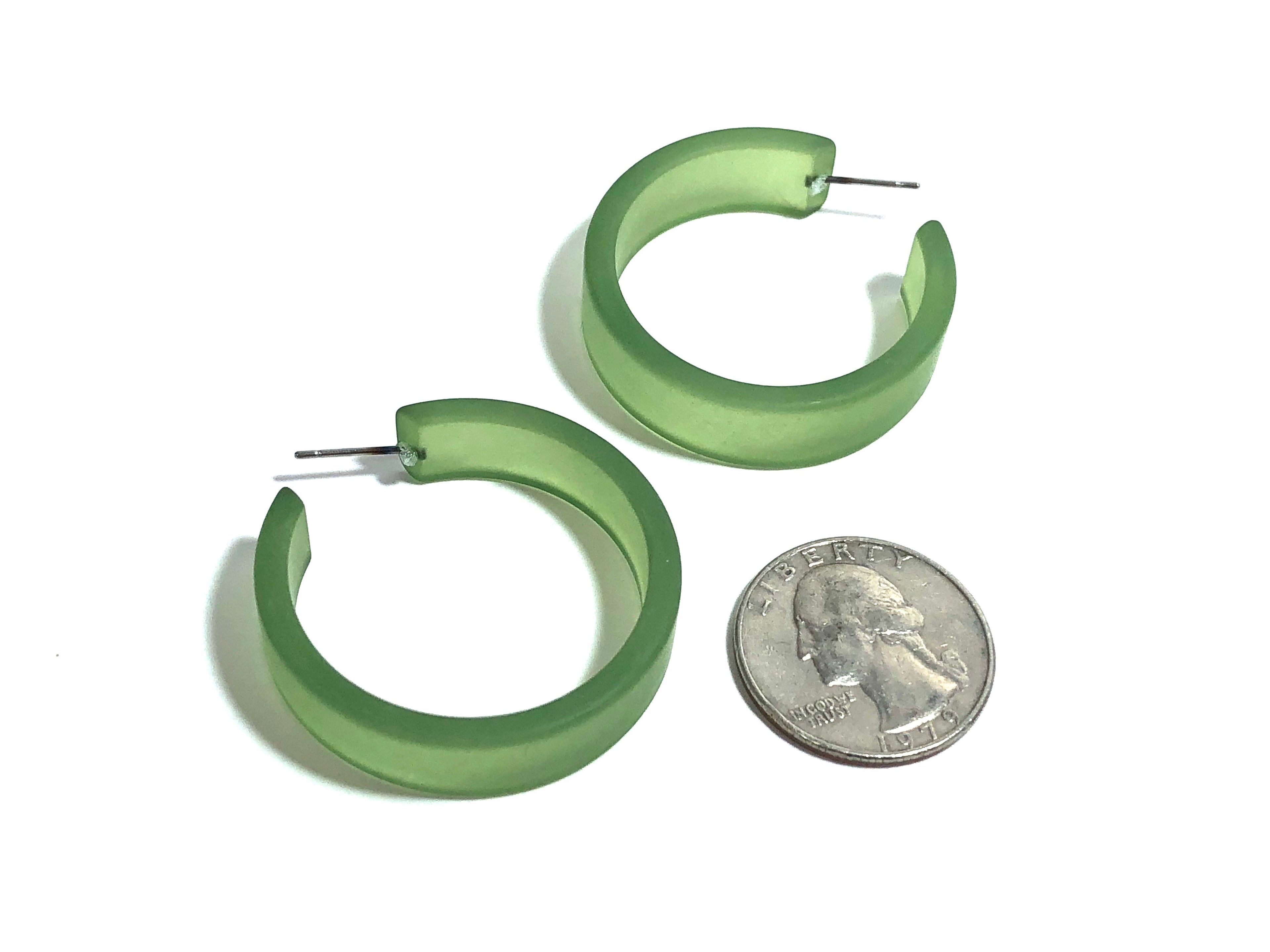 frosted green hoop earrings