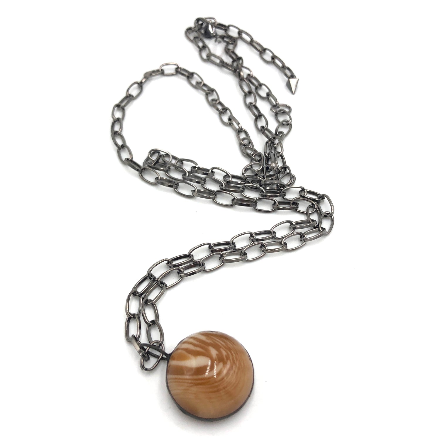 Nutmeg Amber Marbled Best Layering Necklace - 28mm Pendant *