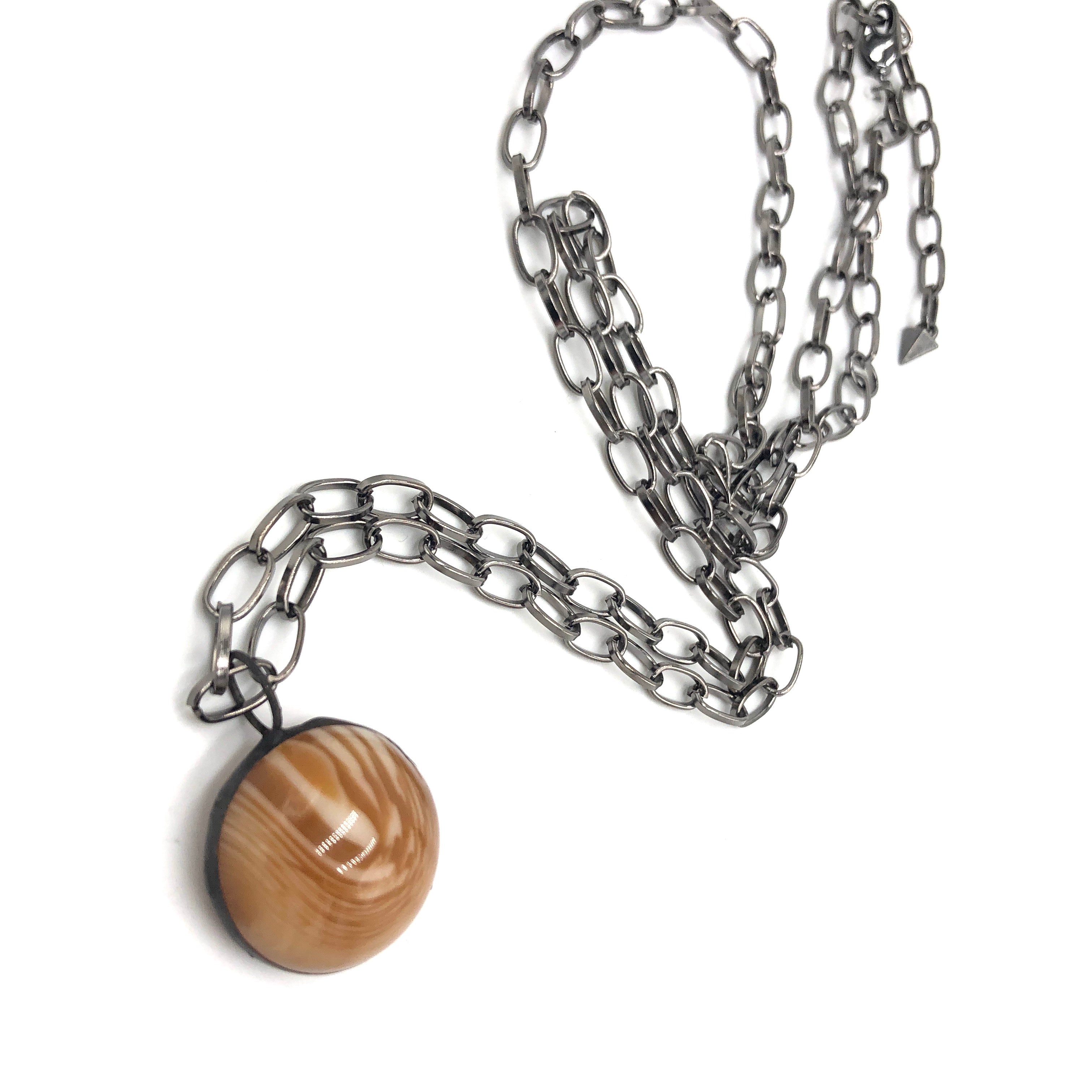 Nutmeg Amber Marbled Best Layering Necklace - 28mm Pendant *