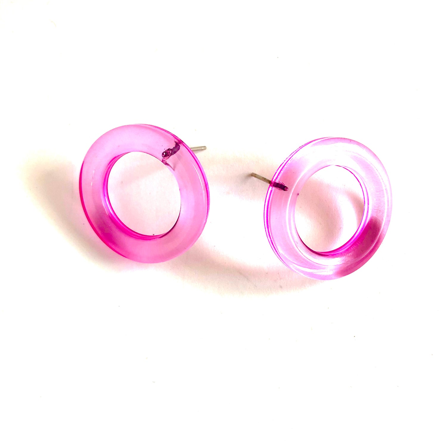 Deep Pink Donut Stud Earrings