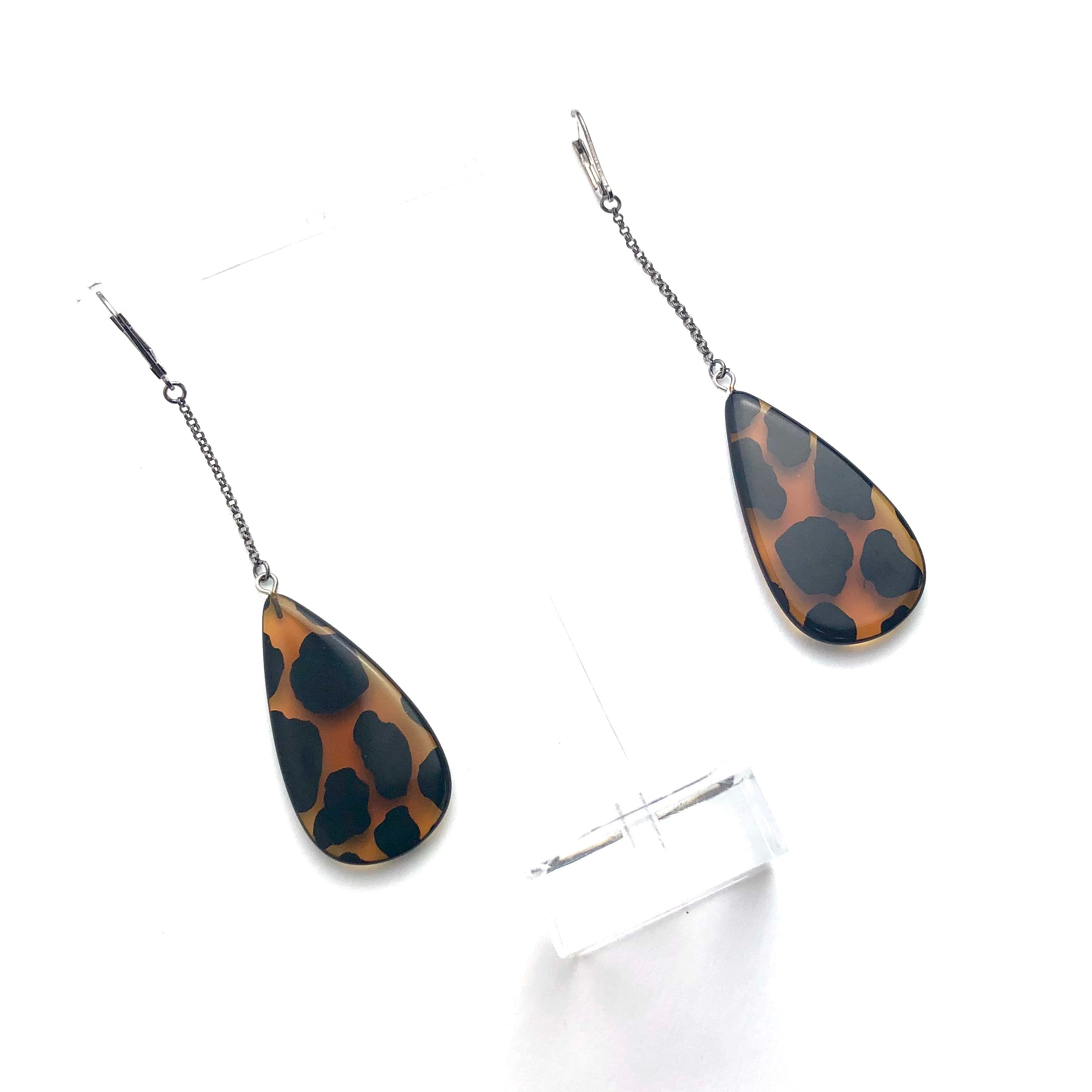 Leopard Lever Chain Drop Earrings