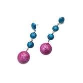 vintage drop earrings pink blue