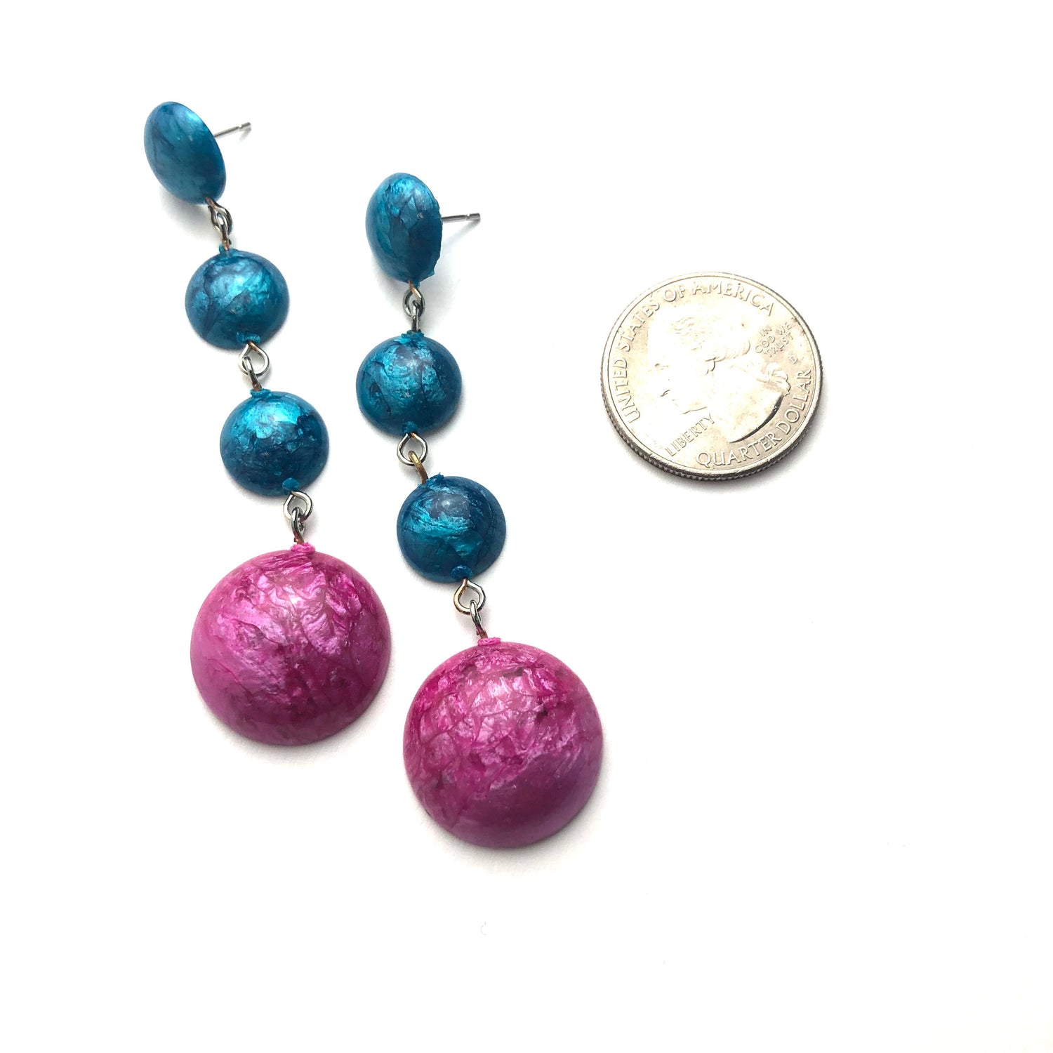 fuchsia blue earrings
