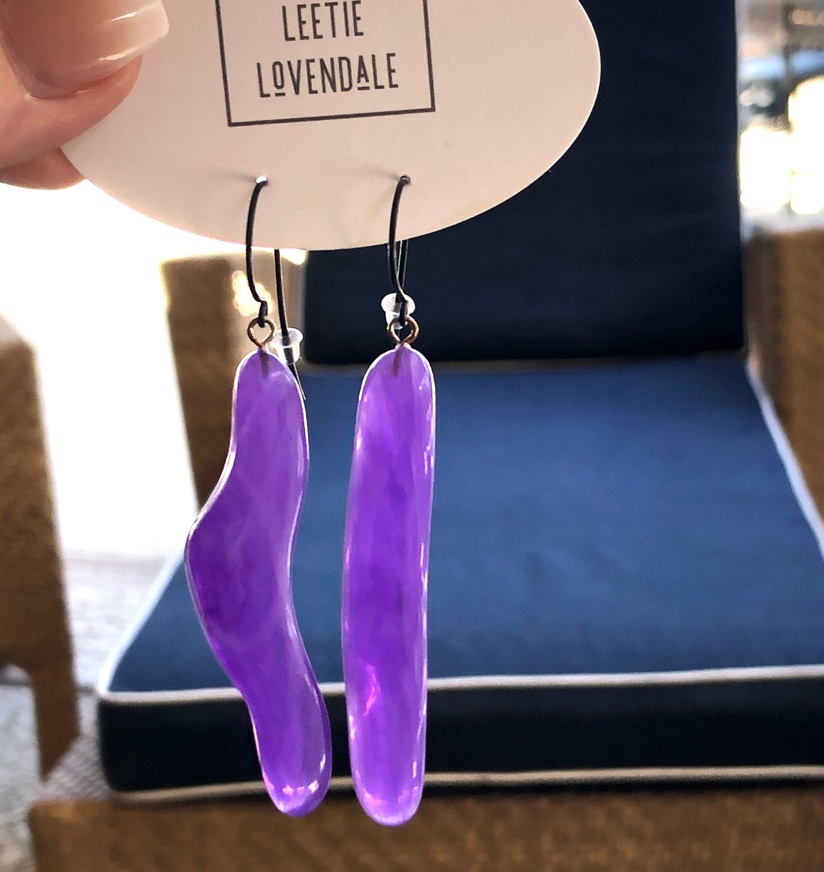 Purple Modern Twist Drop Earrings