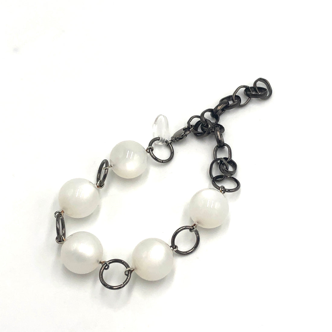 White Moonglow Round Stations Bracelet