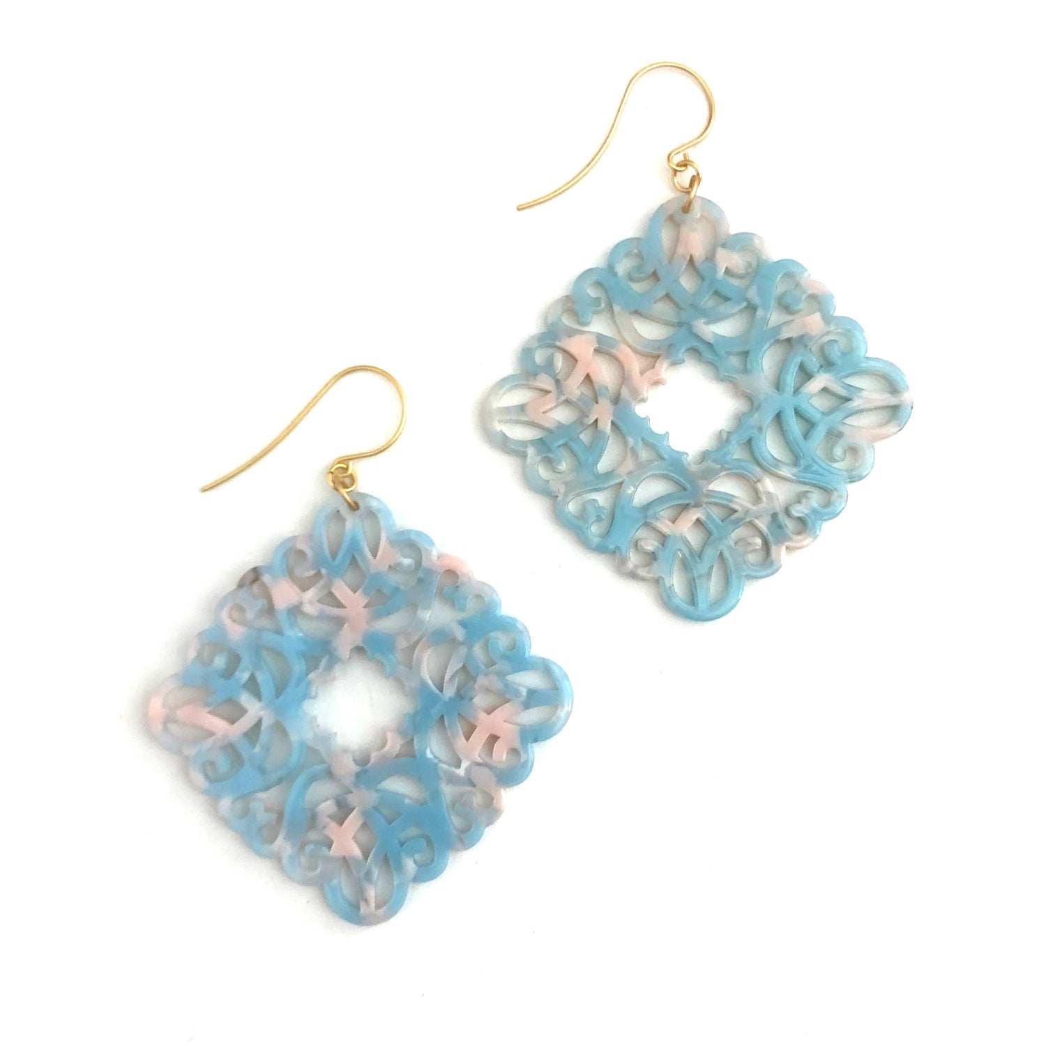 Pink &amp; Ice Knotted Lace Drop Earrings