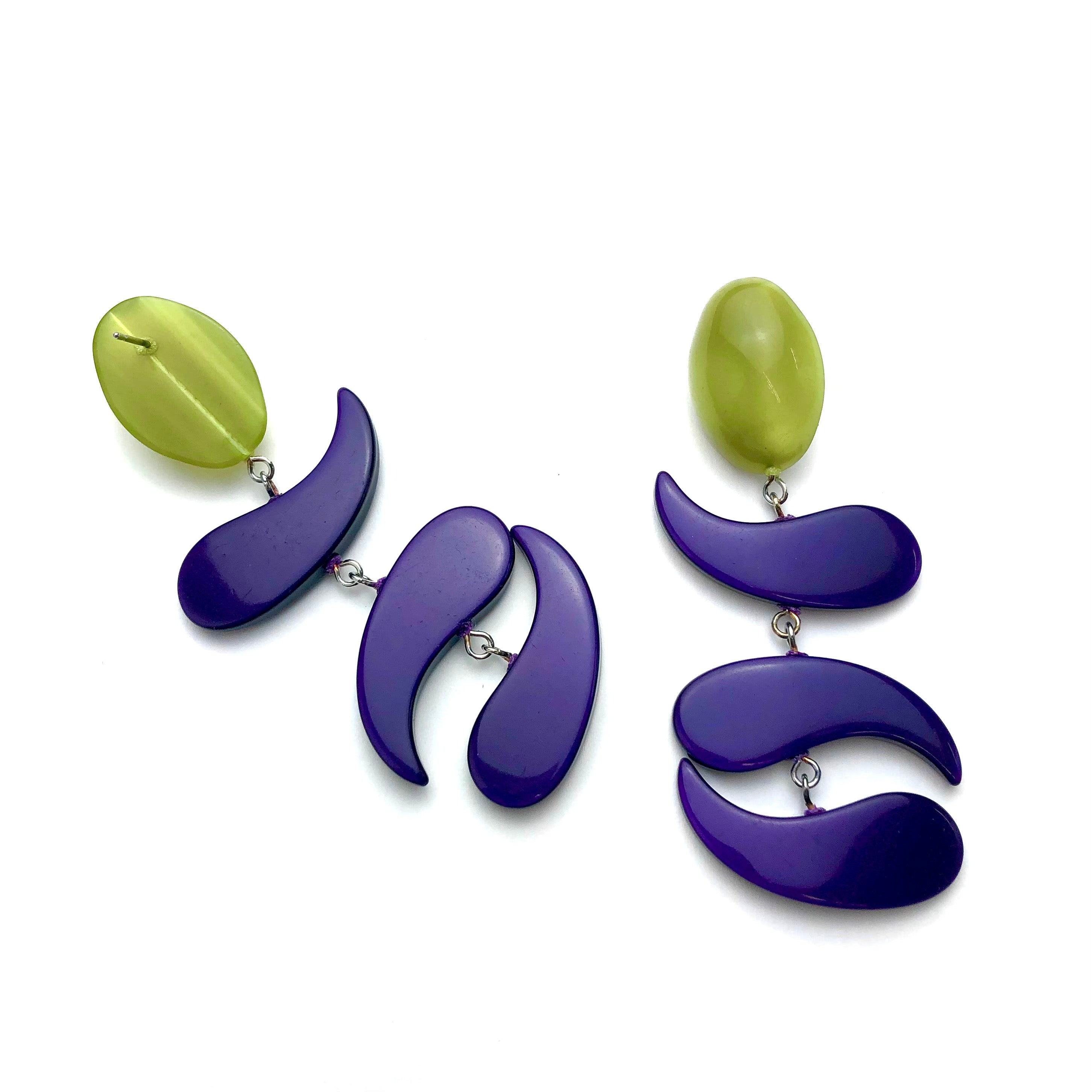 bright green purple earrings