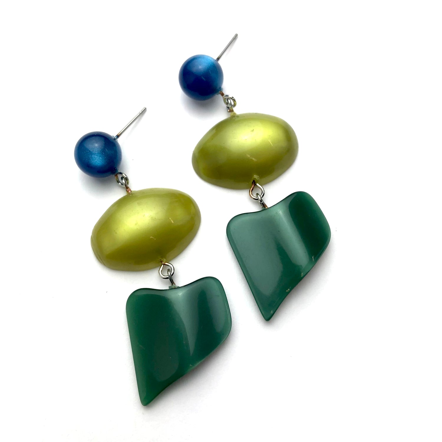 olive green moonglow earrings