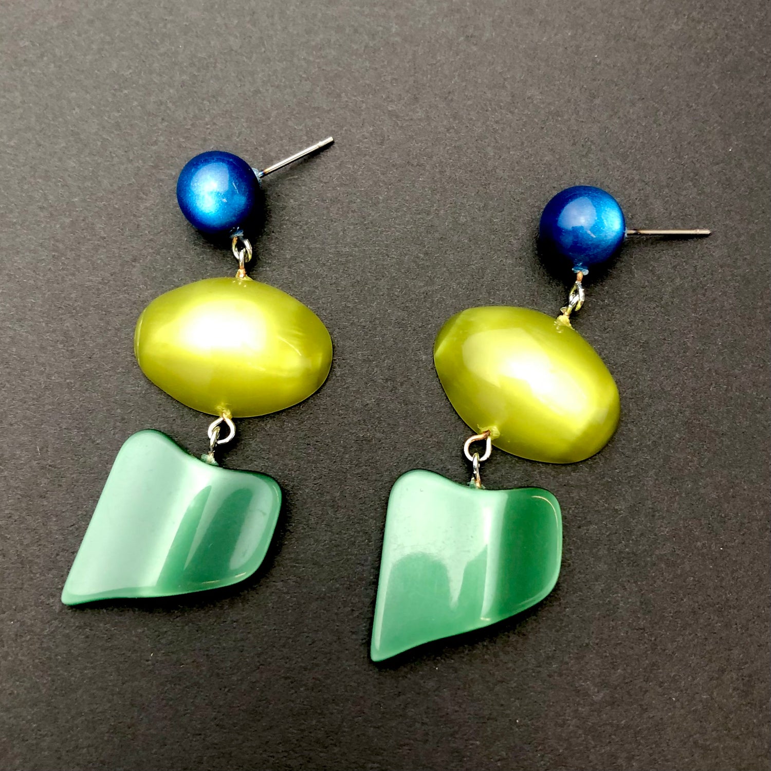 teal and green earrings