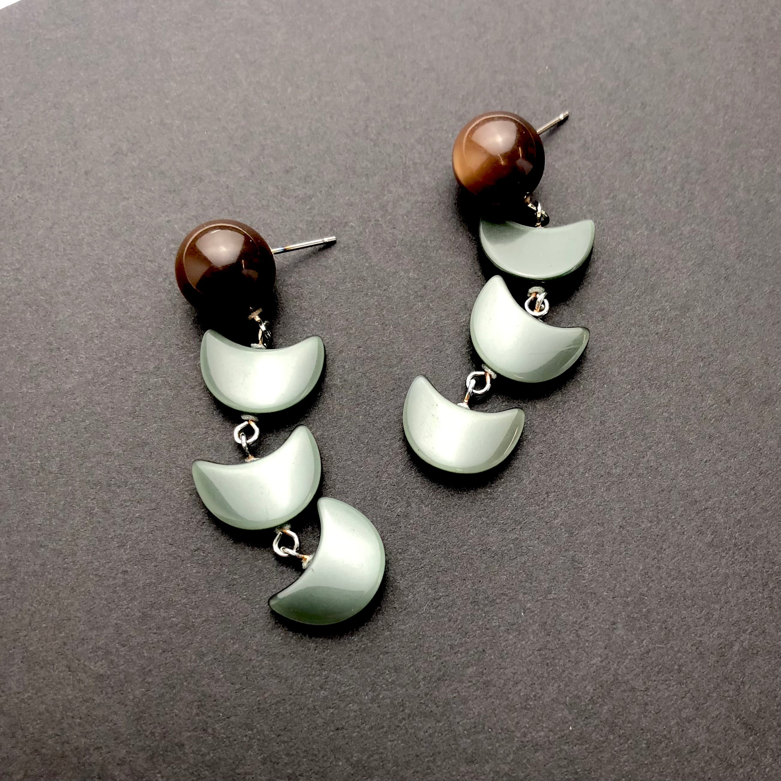 chocolate and green scale earrings