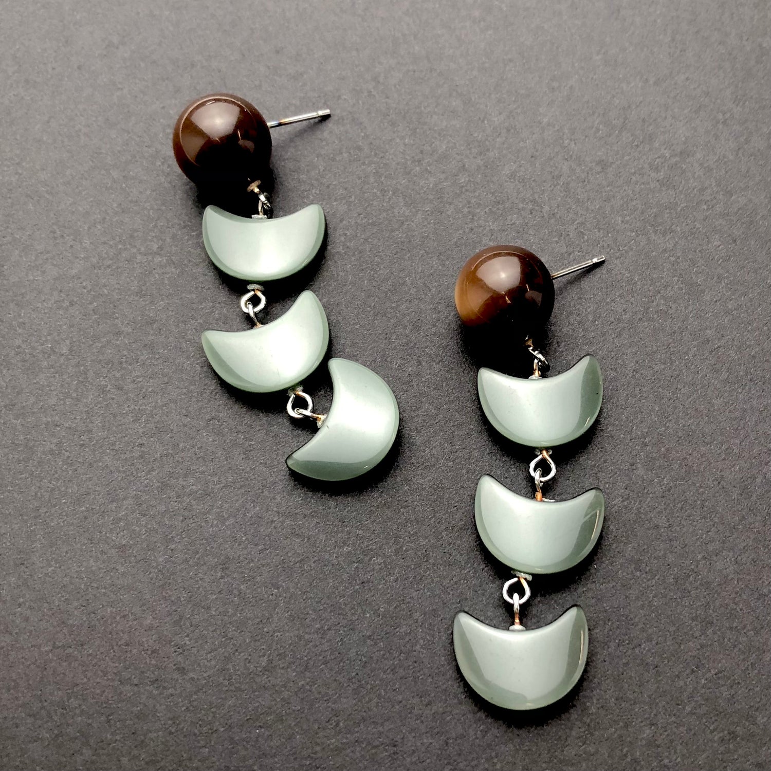 green brown statement earrings