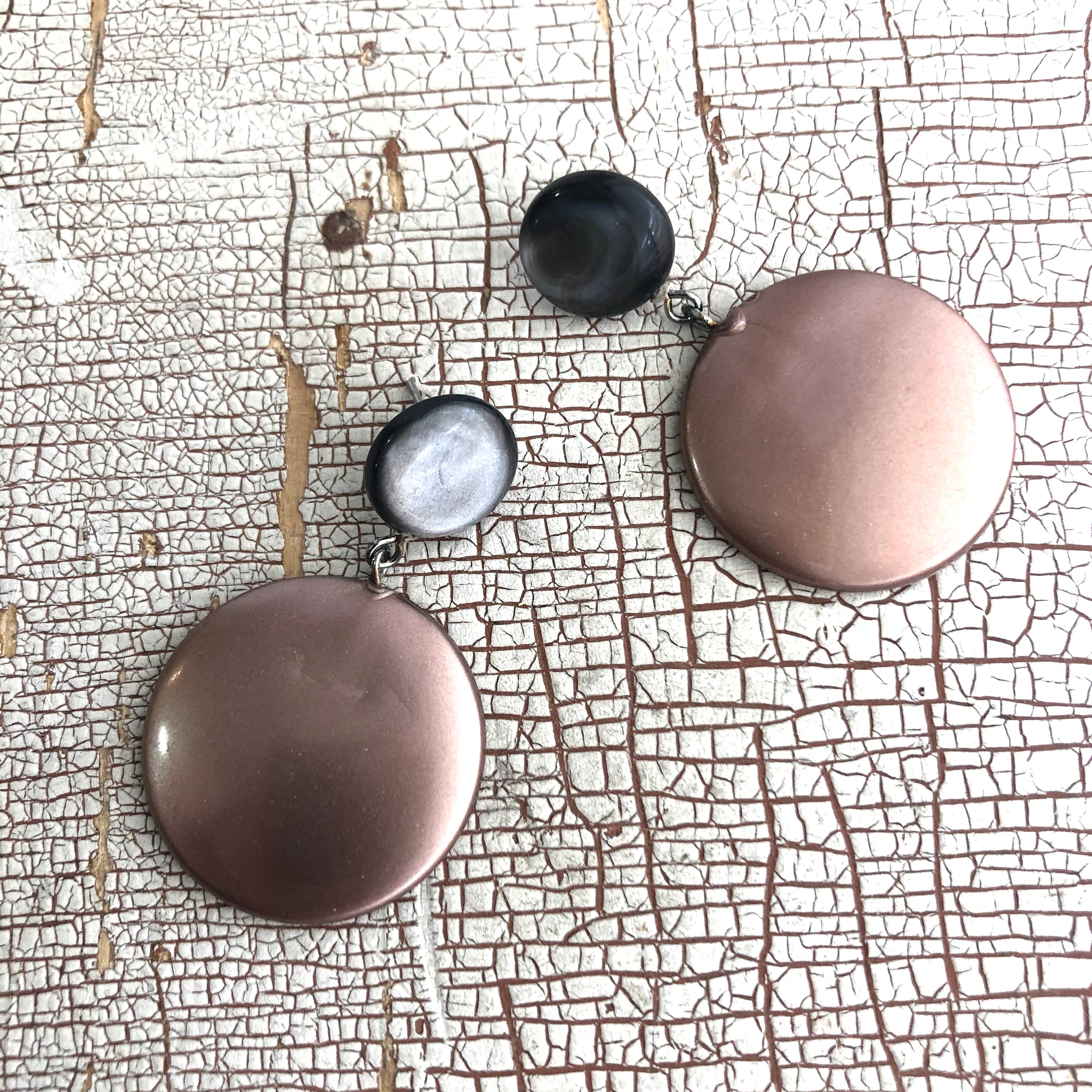 Copper &amp; Grey Glow Geo Drop Earrings