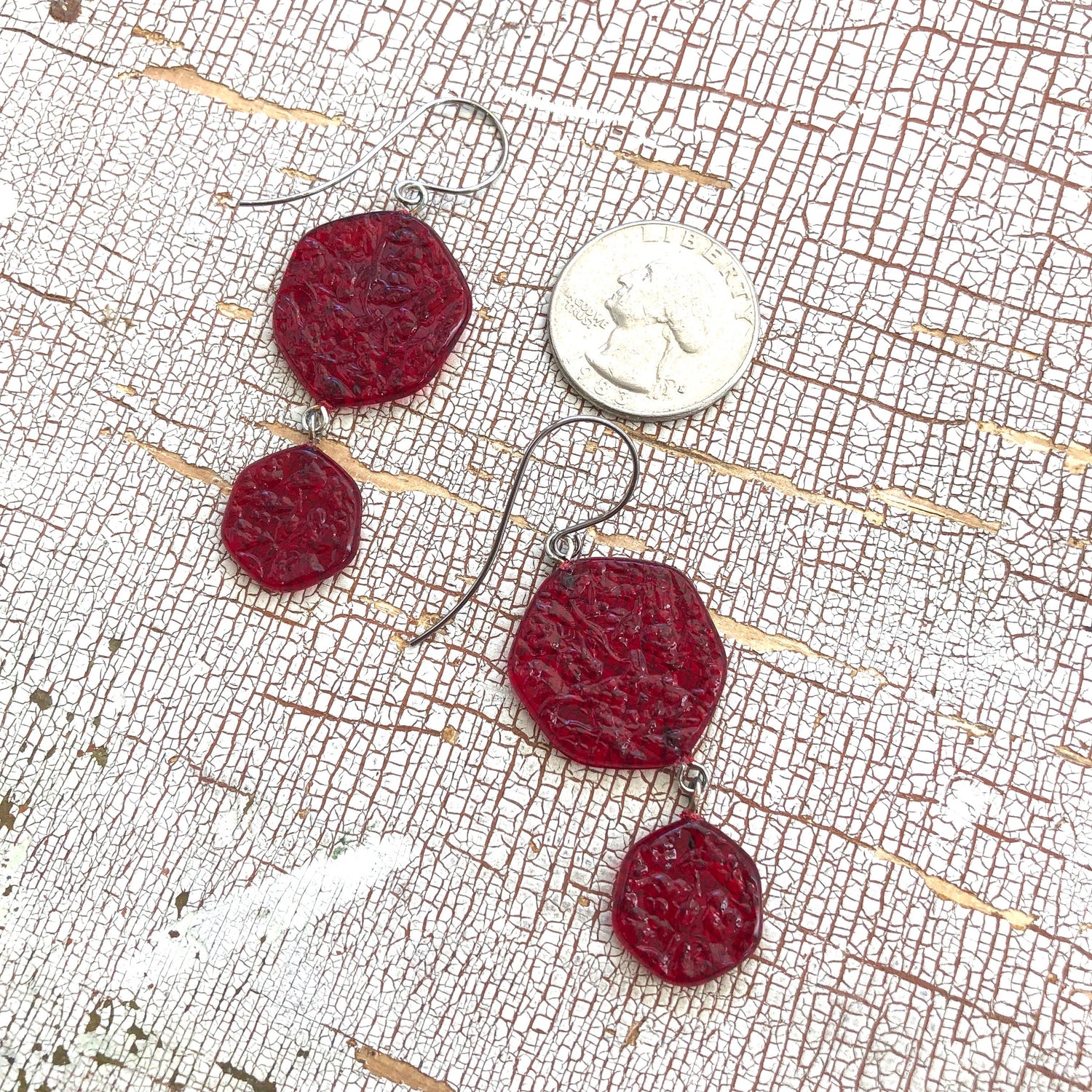 red lucite earrings