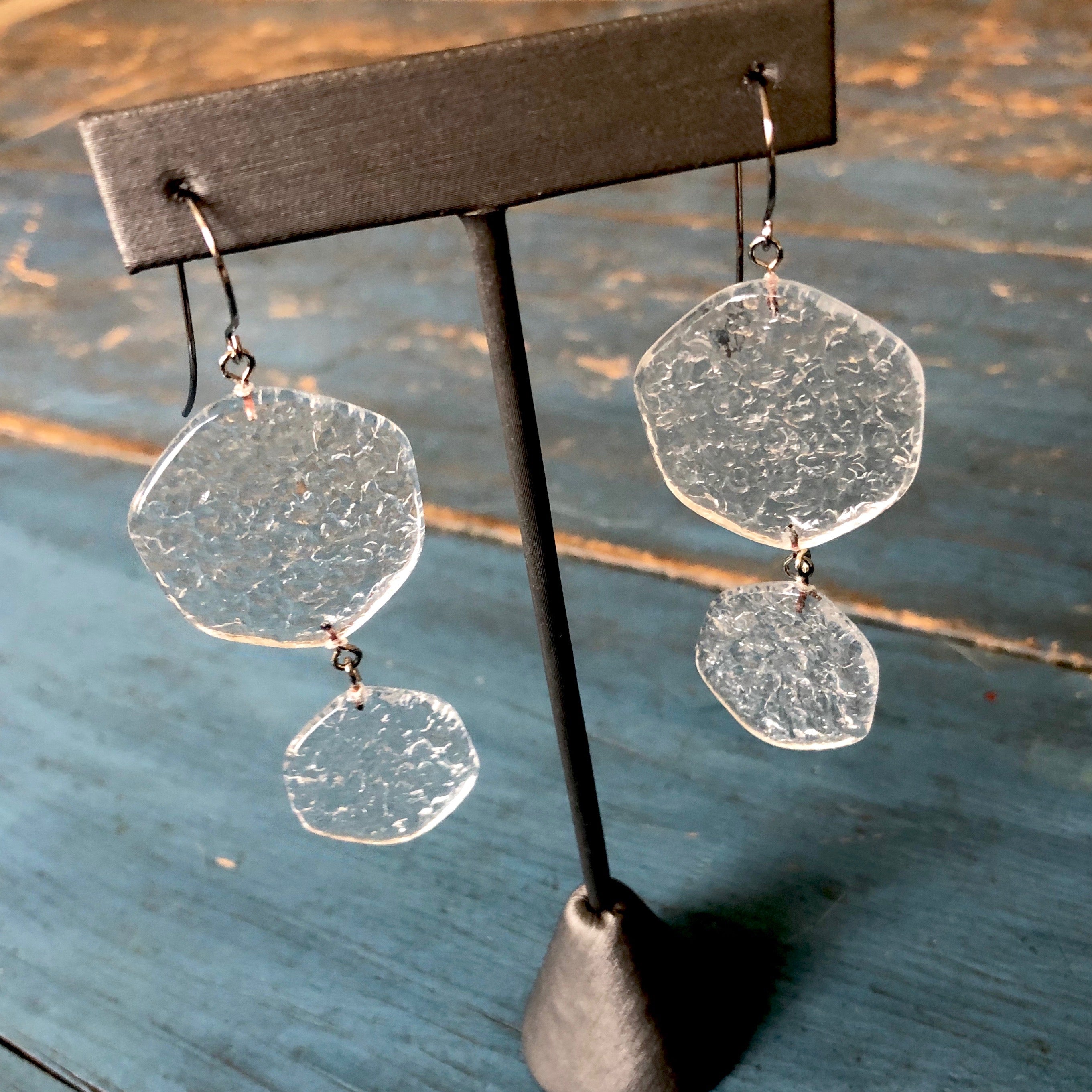 clear textured earrings