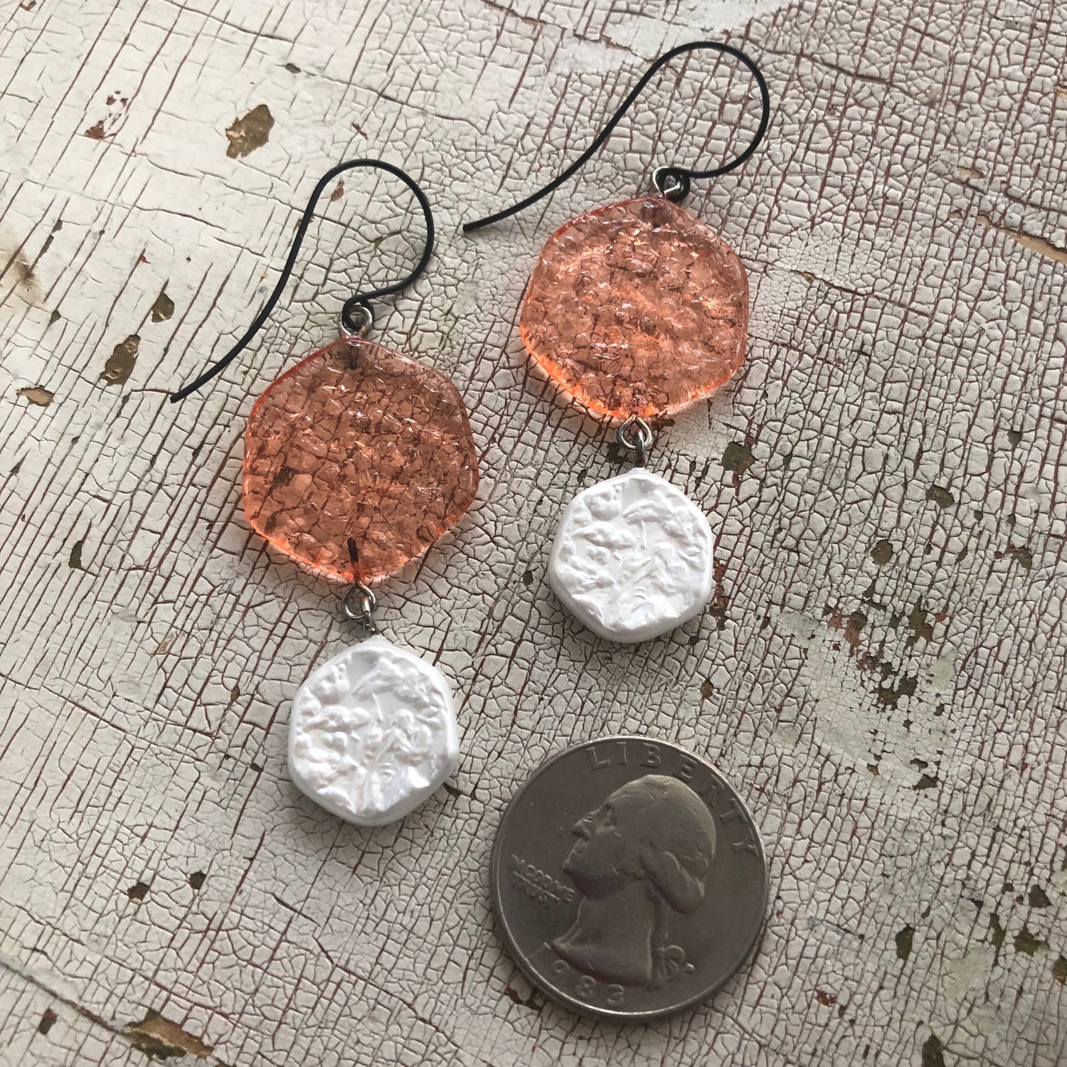 coral textured earrings