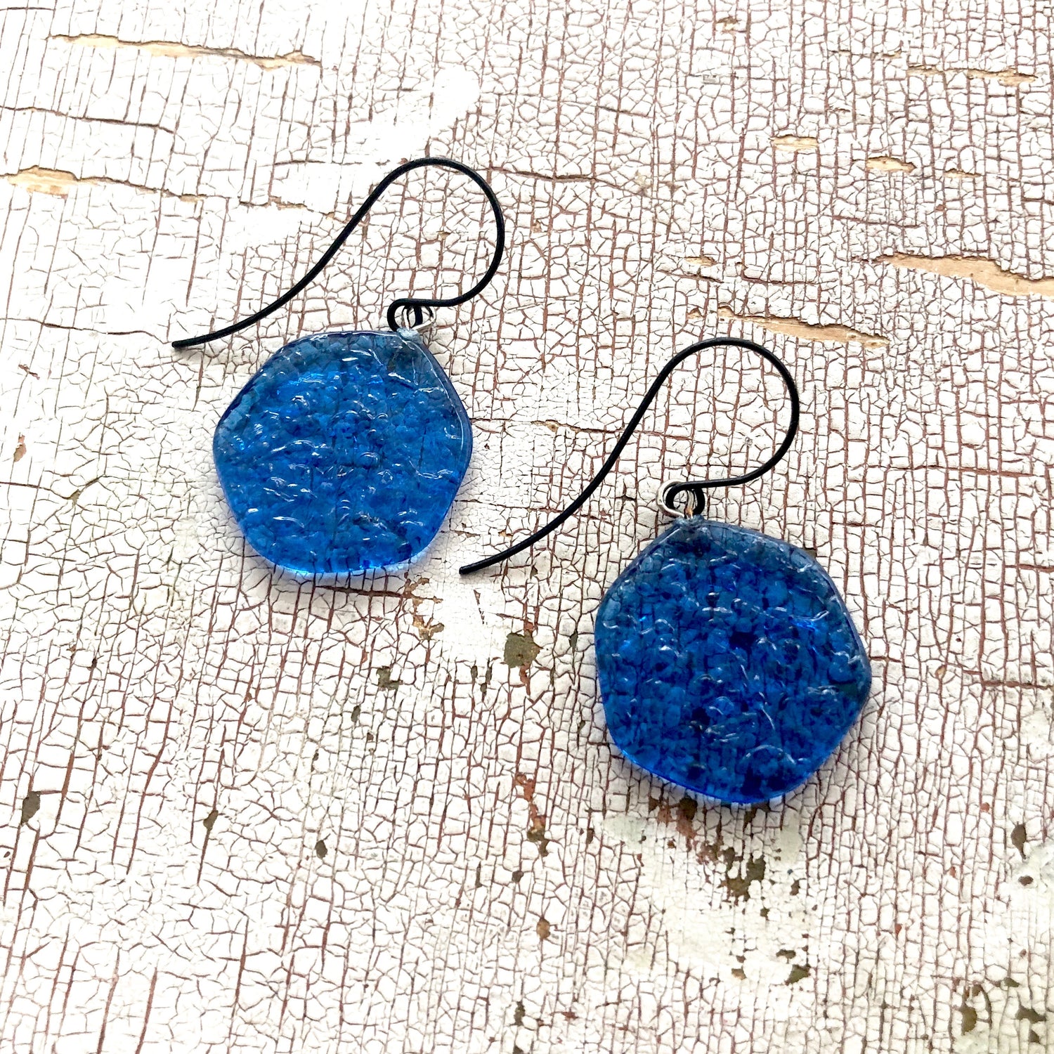textured aqua earrings