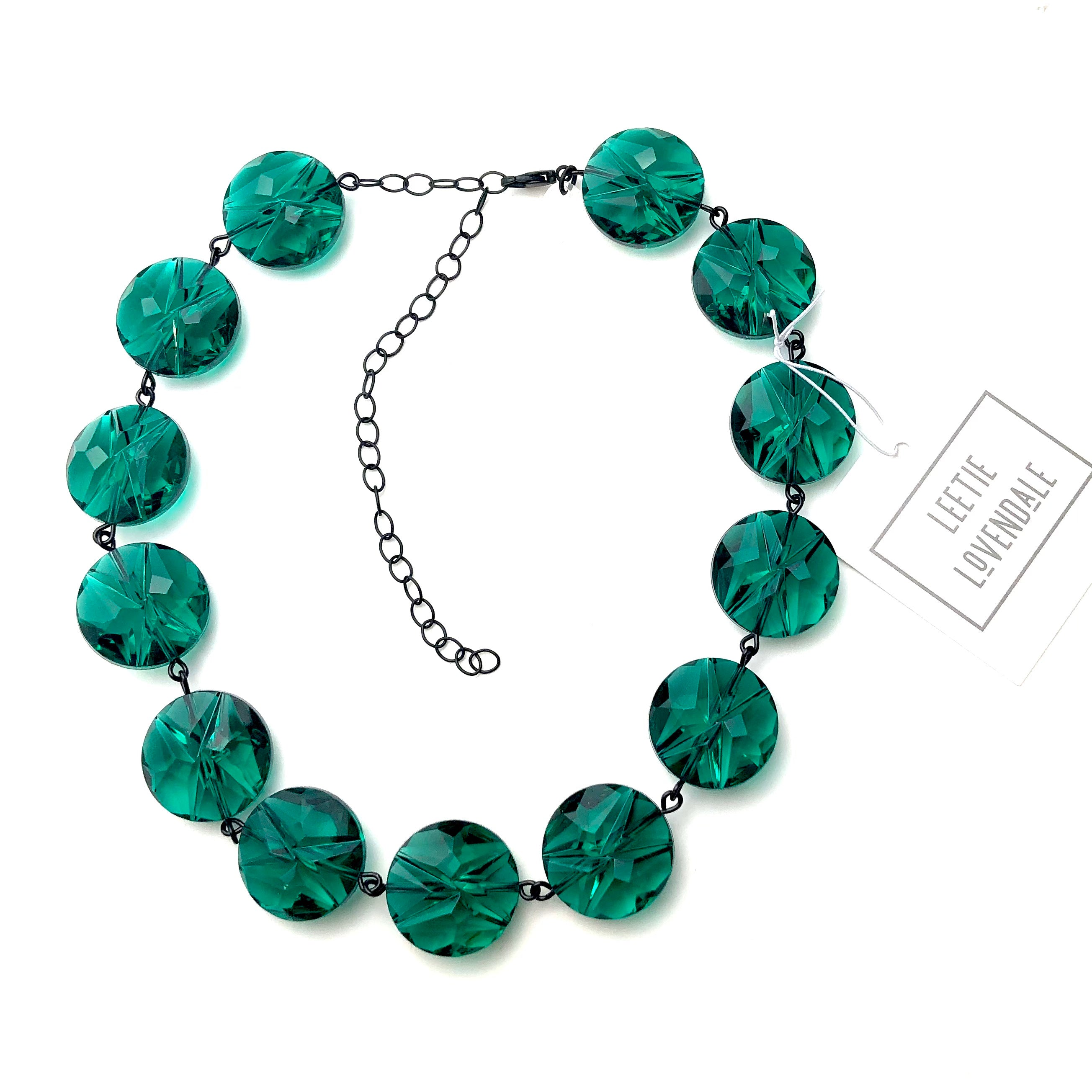 Emerald Jelly Jar Beaded Amelia Necklace