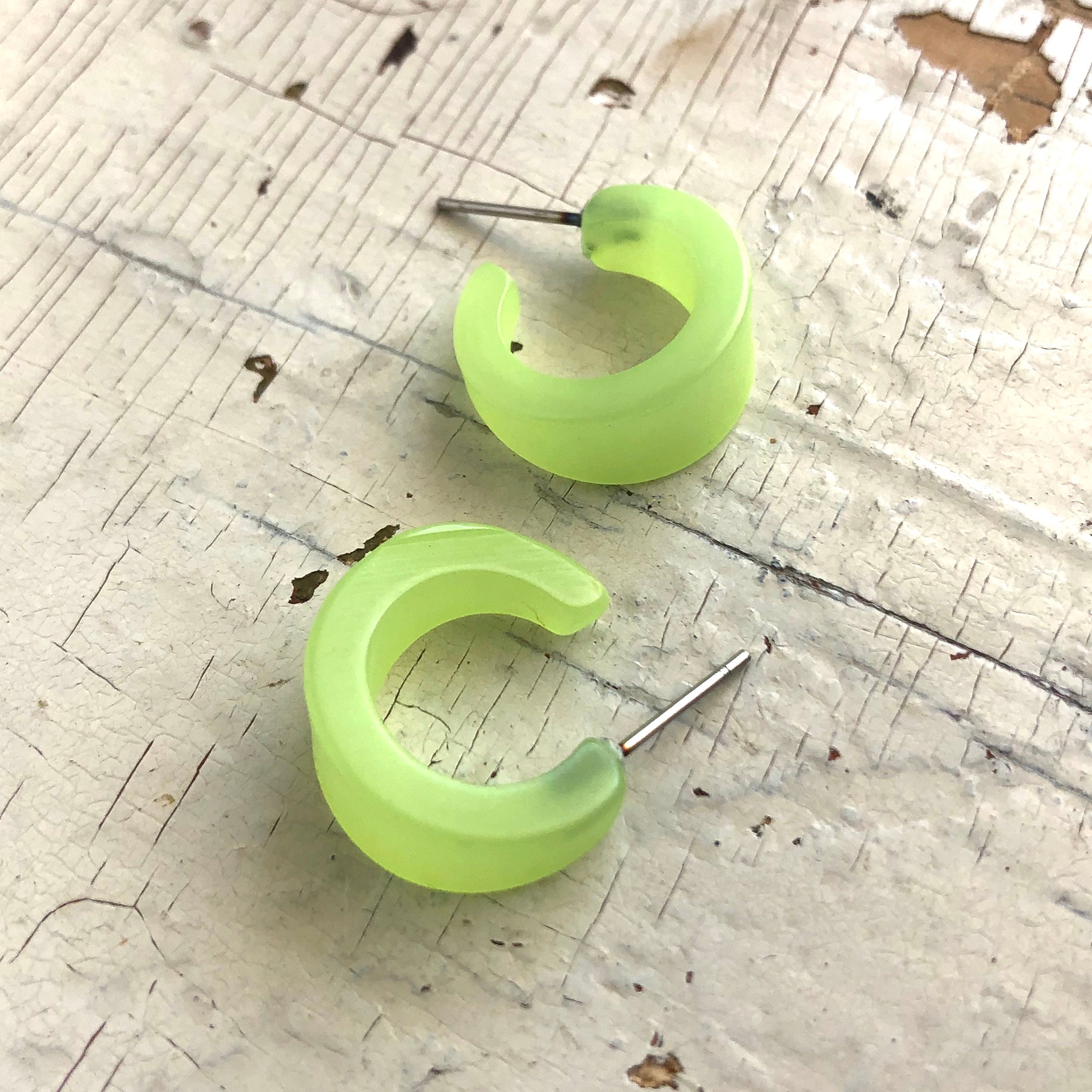 Neon Green Moonglow Mini Boom Hoop Earrings