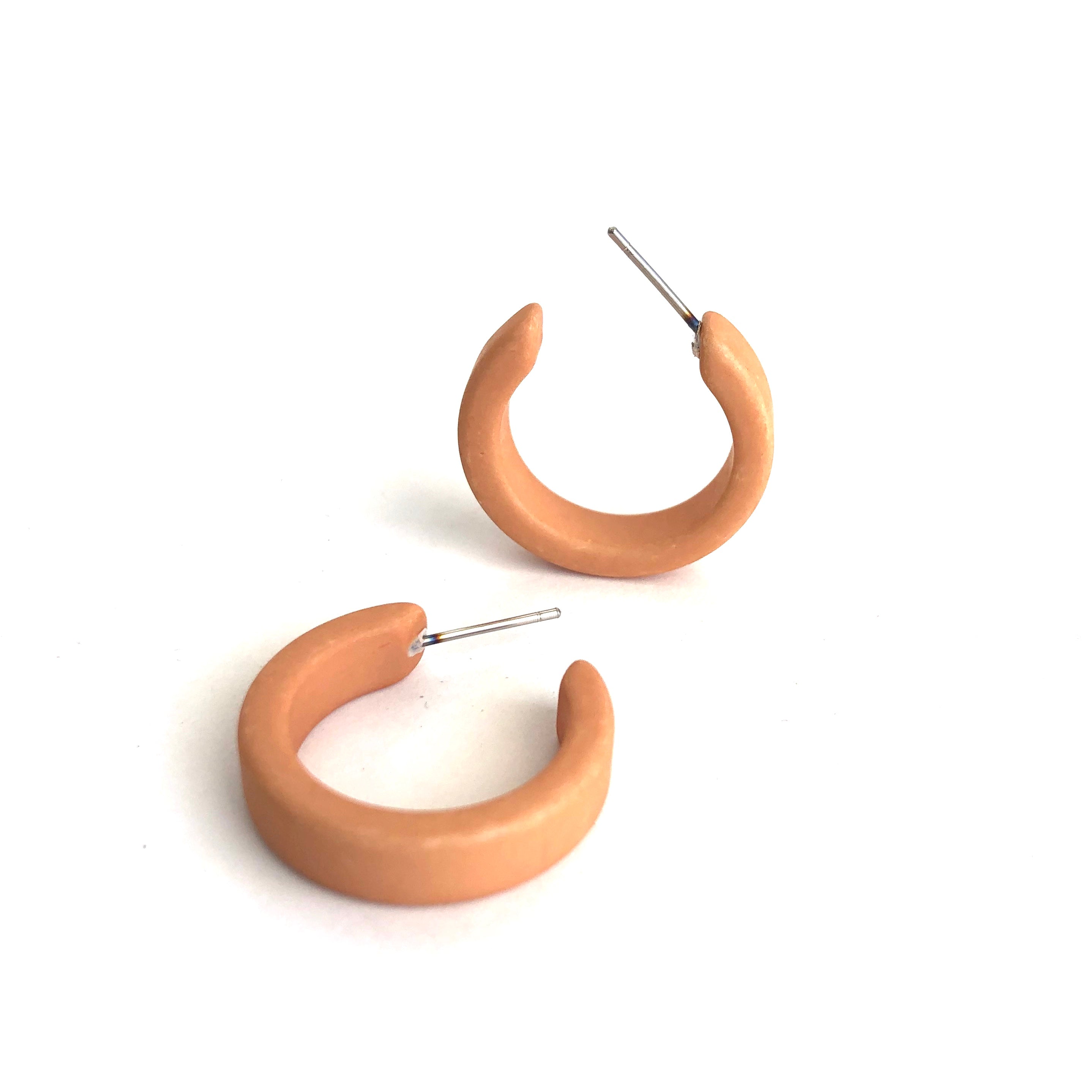 Light Terracotta Velvet Matte Mini Classic Hoop Earrings