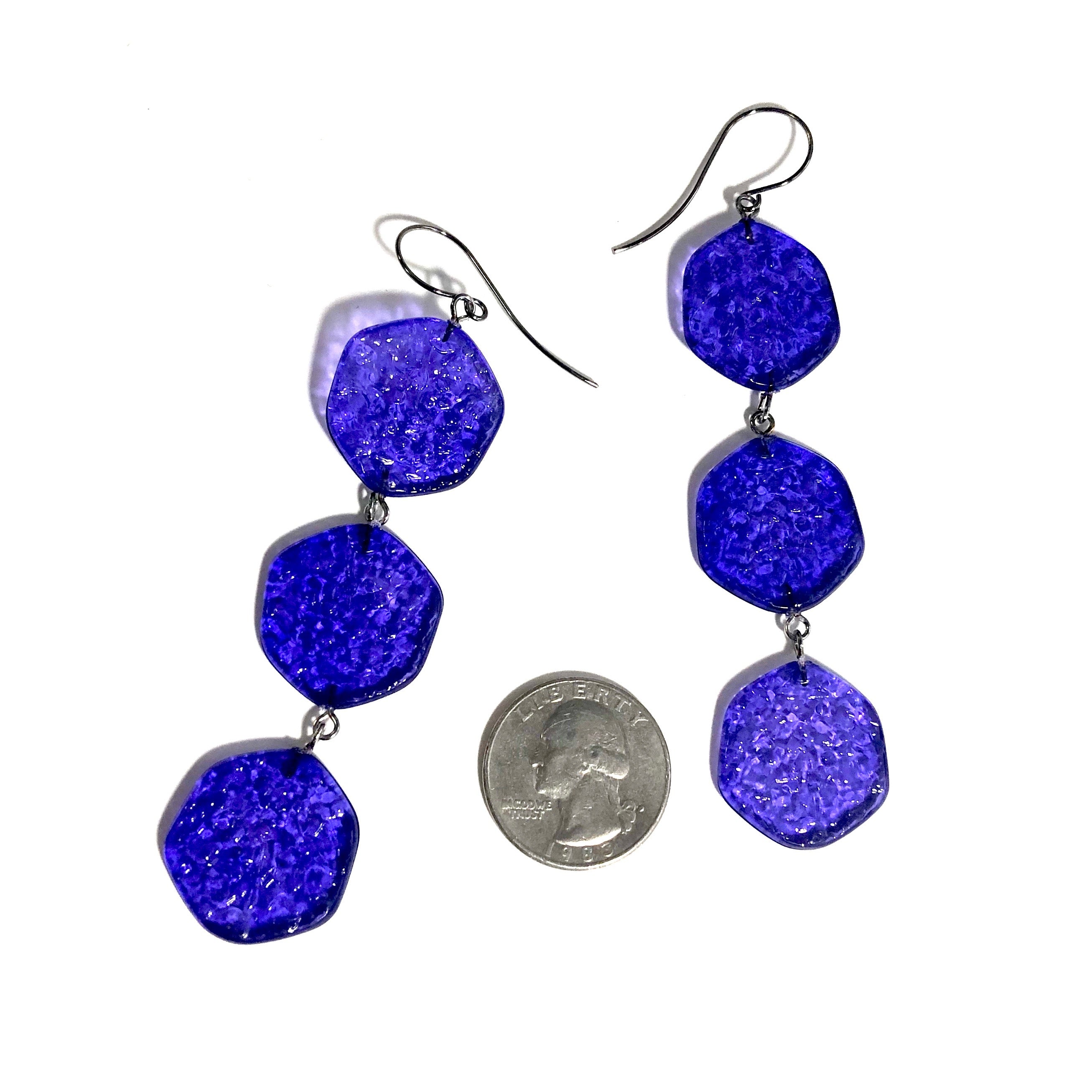 lucite statement earrings blue