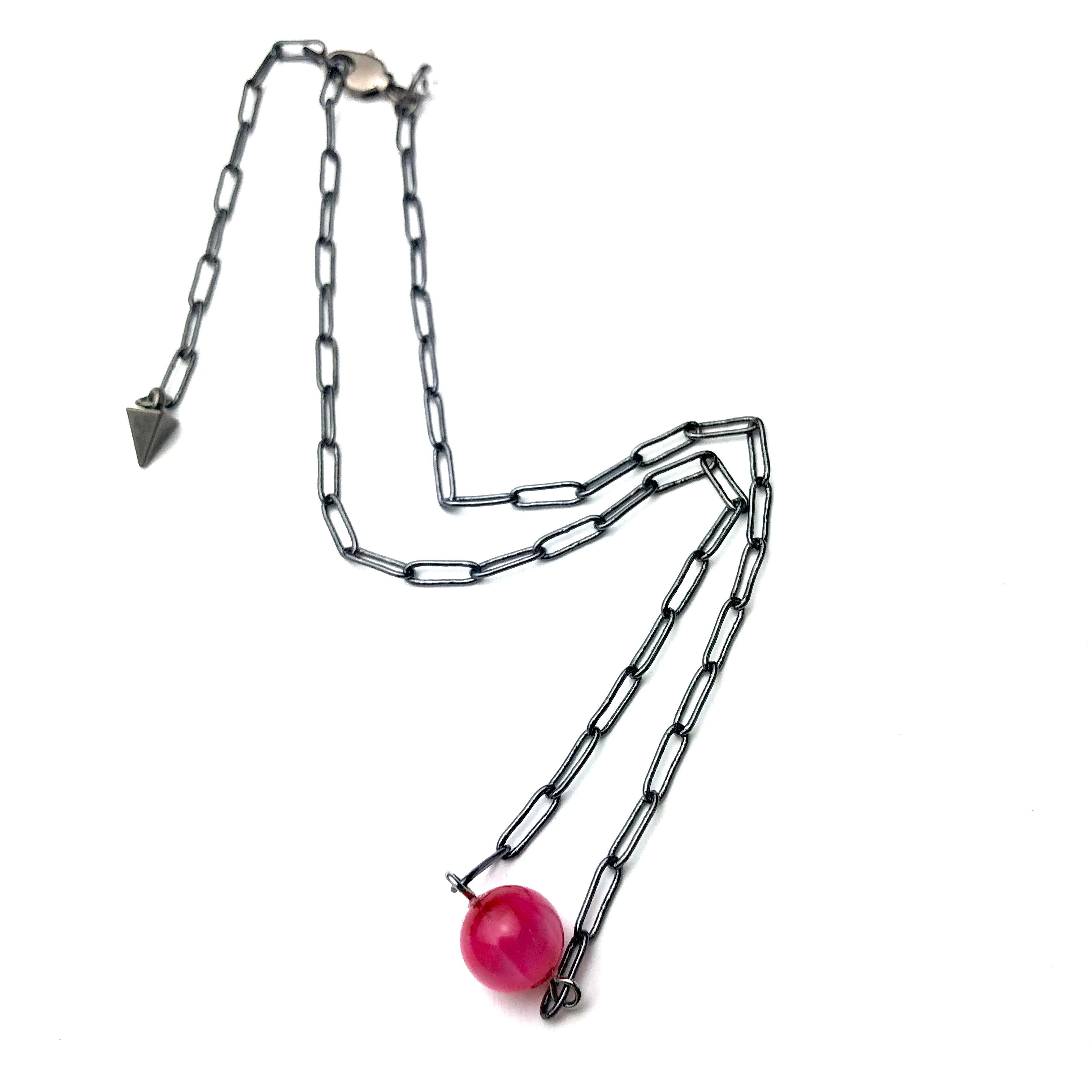 hot pink cats eye necklace