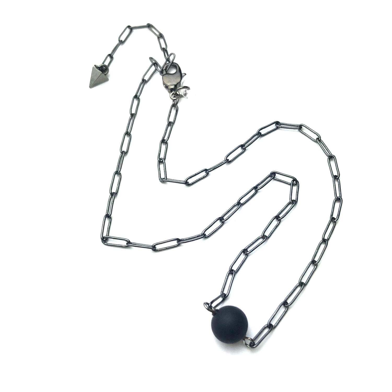 Black Matte Bauble Paperclip Necklace