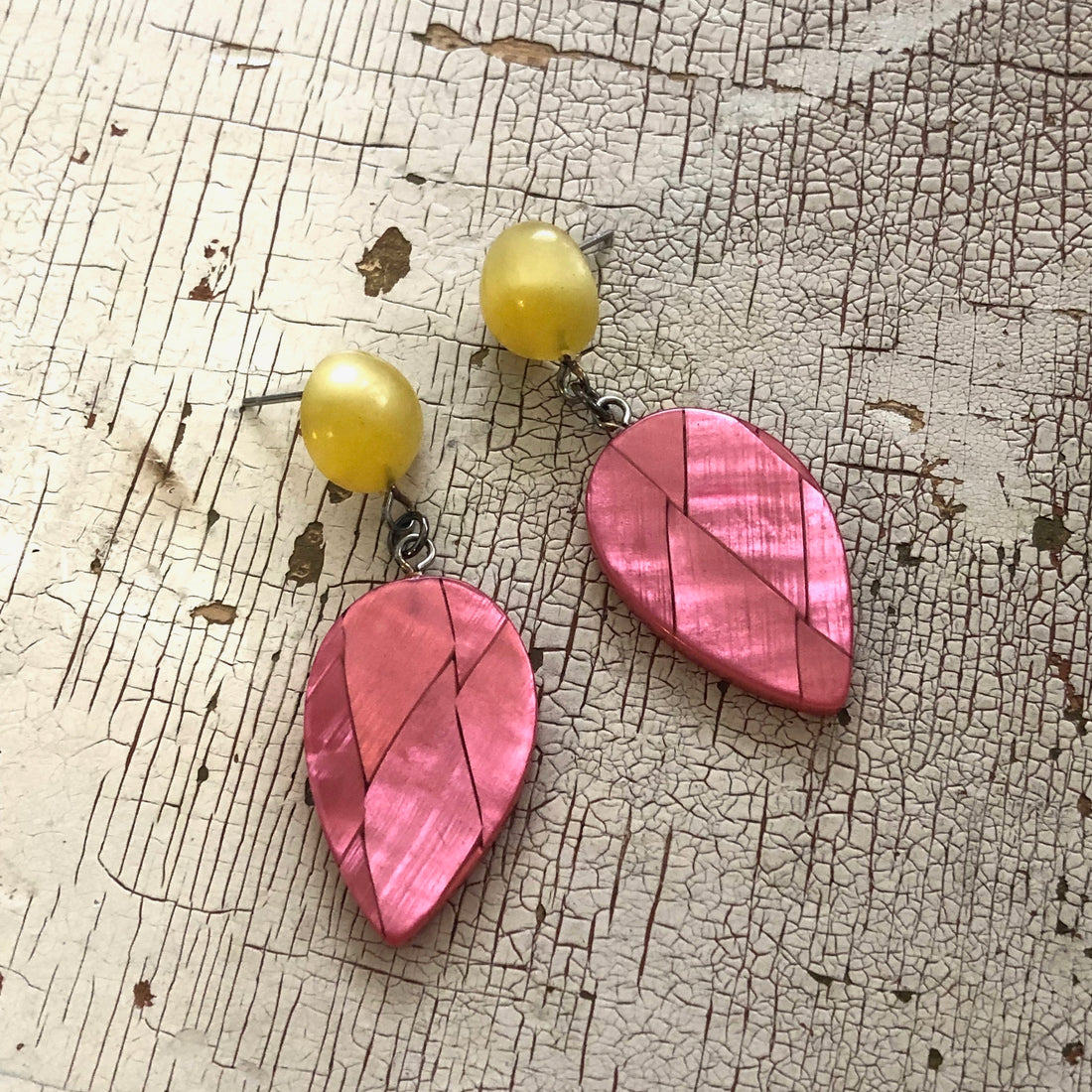 pink yellow earrings
