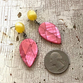 yellow pink statement earrings