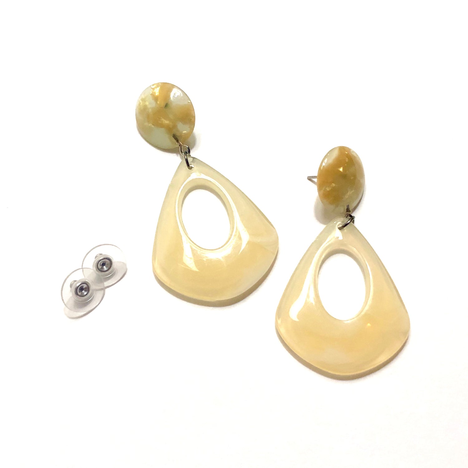 Marbled Cream &amp; Golden Fleck Mimi Earrings