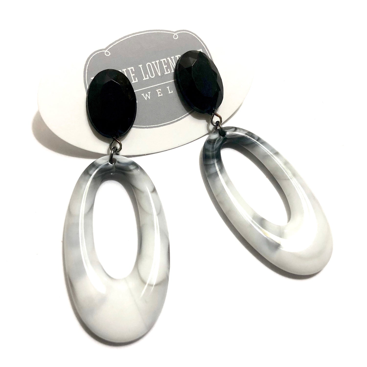 black white earrings