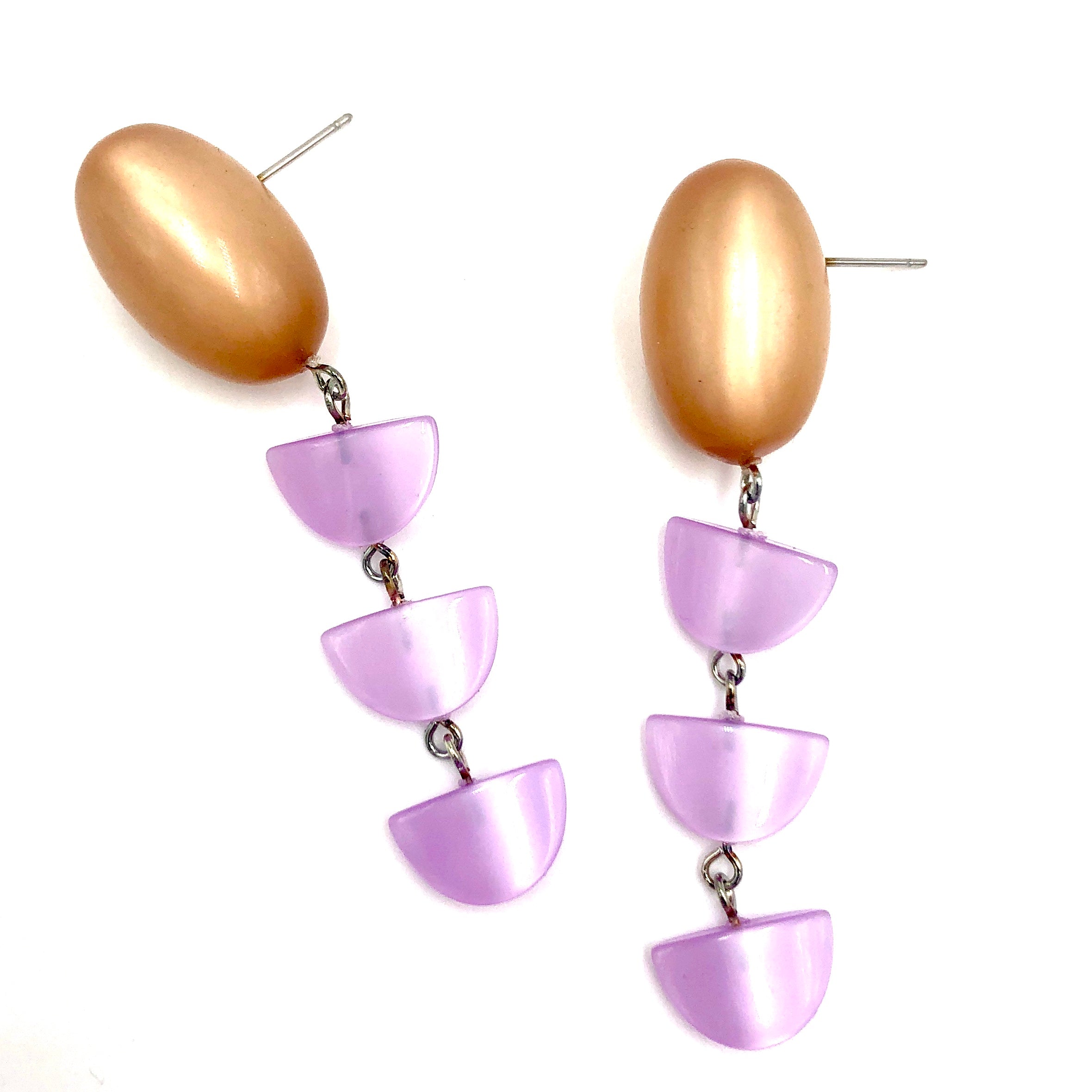 Champagne &amp; Lilac Moonglow Semi Earrings *