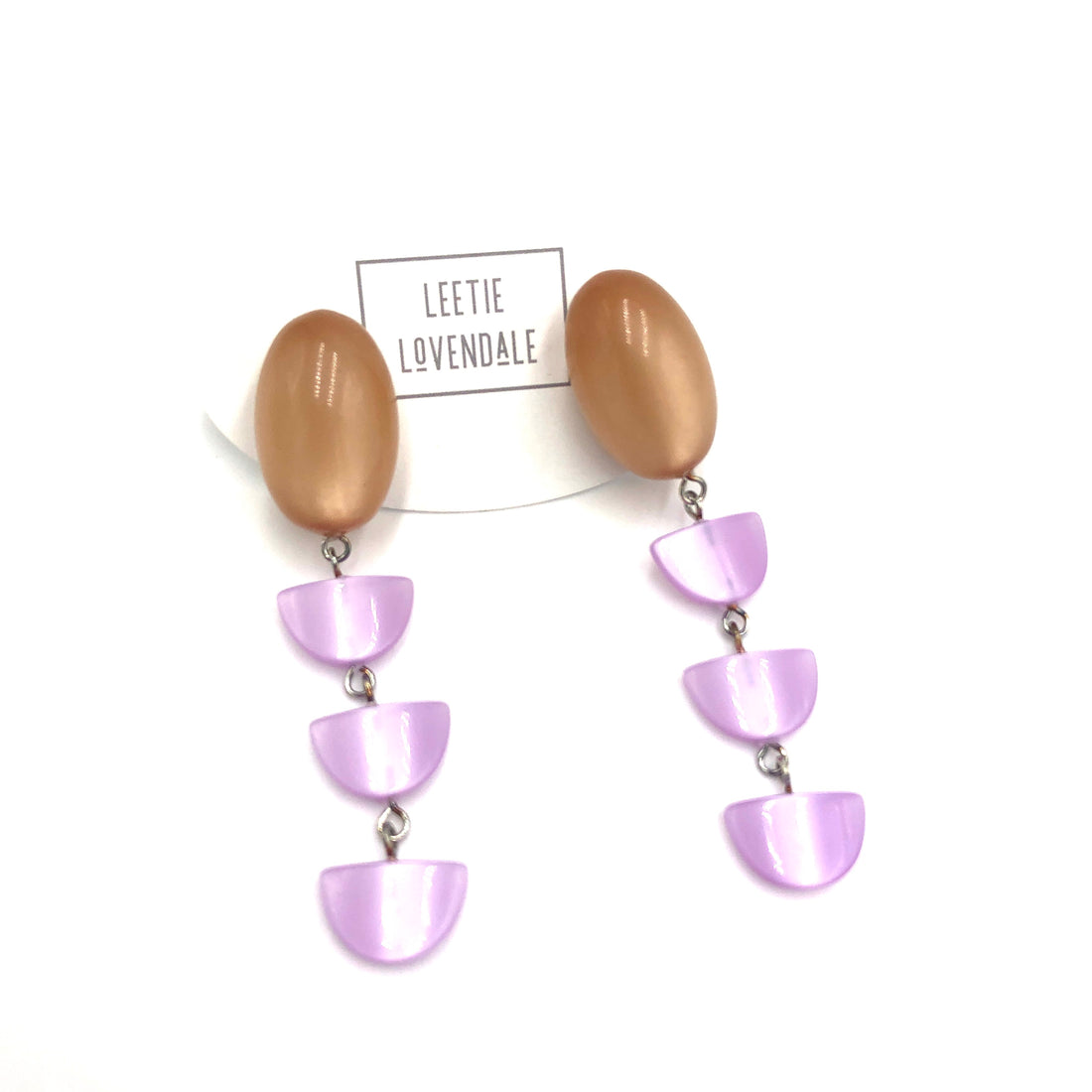 Champagne &amp; Lilac Moonglow Semi Earrings *