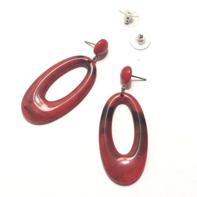 red marbled acrylic earrings