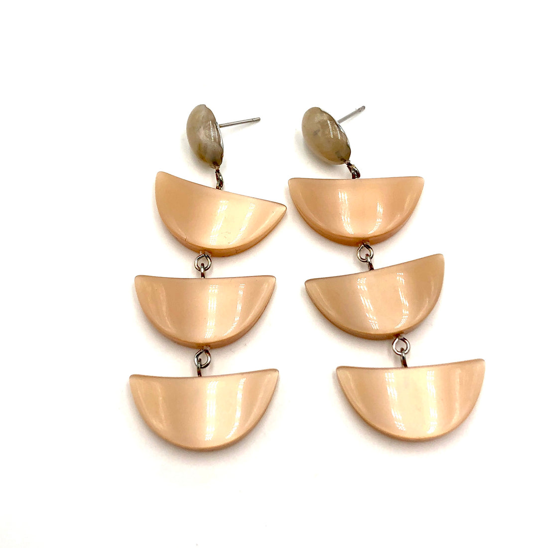 Champagne Beige Crescent Moonglow Earrings *