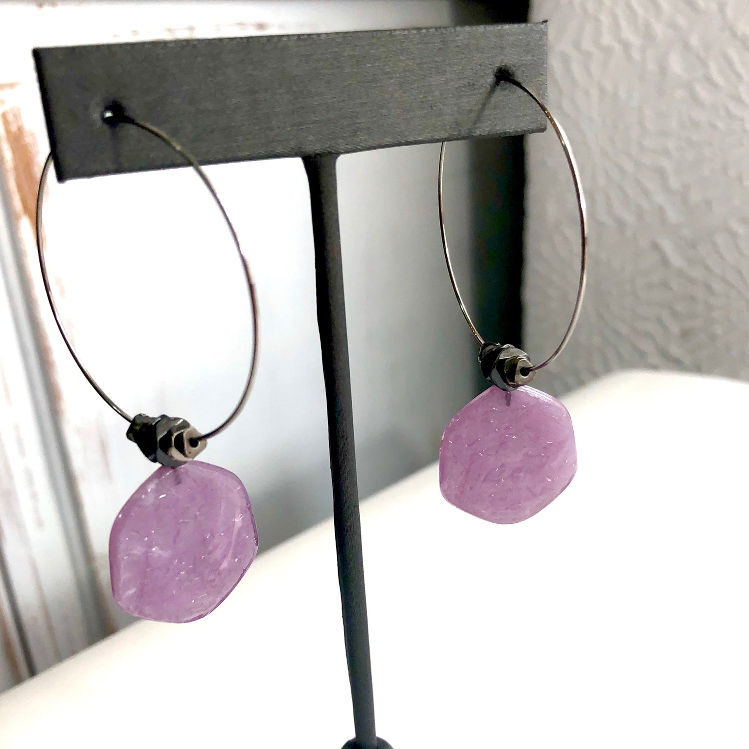 hoop earrings purple
