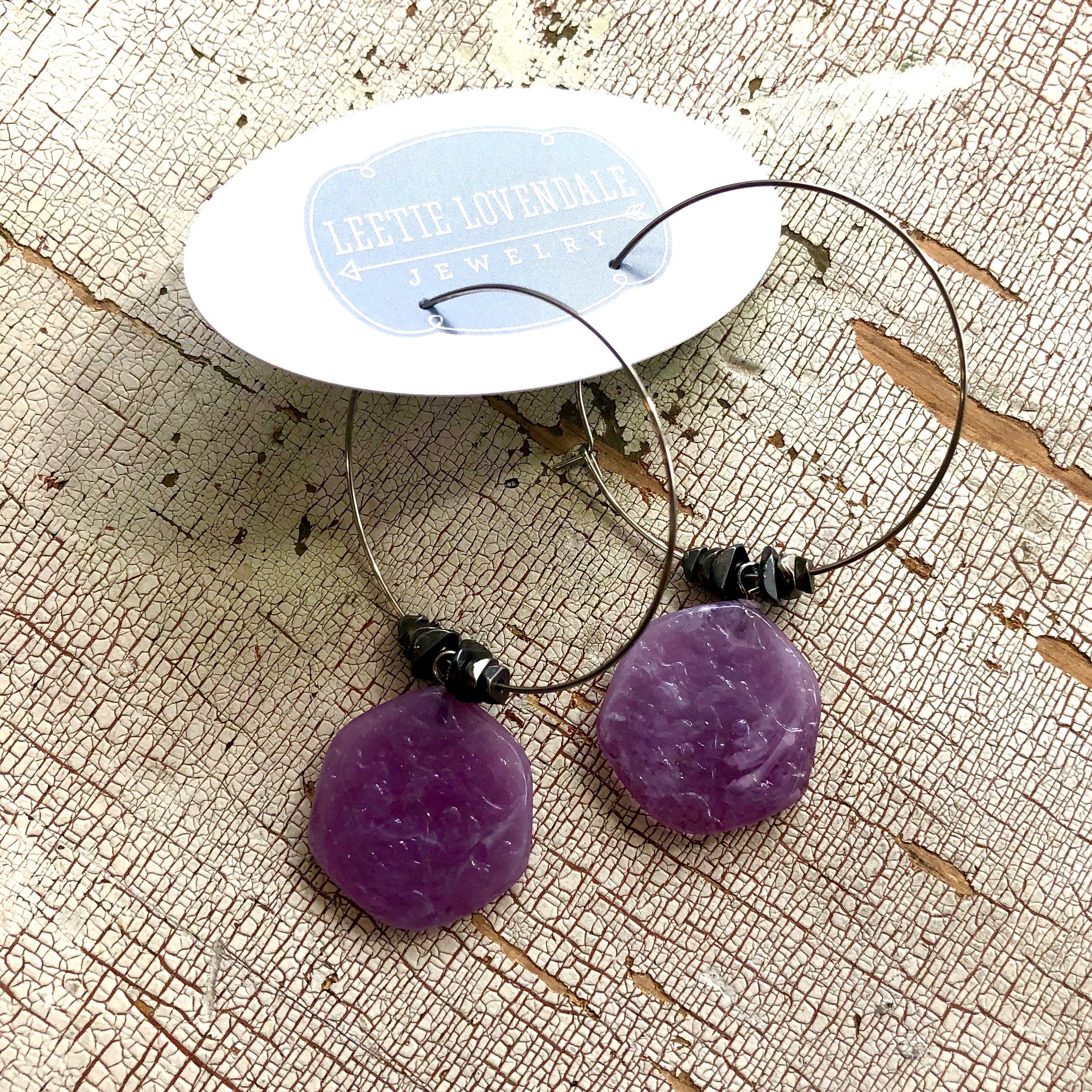 purple drop earrings