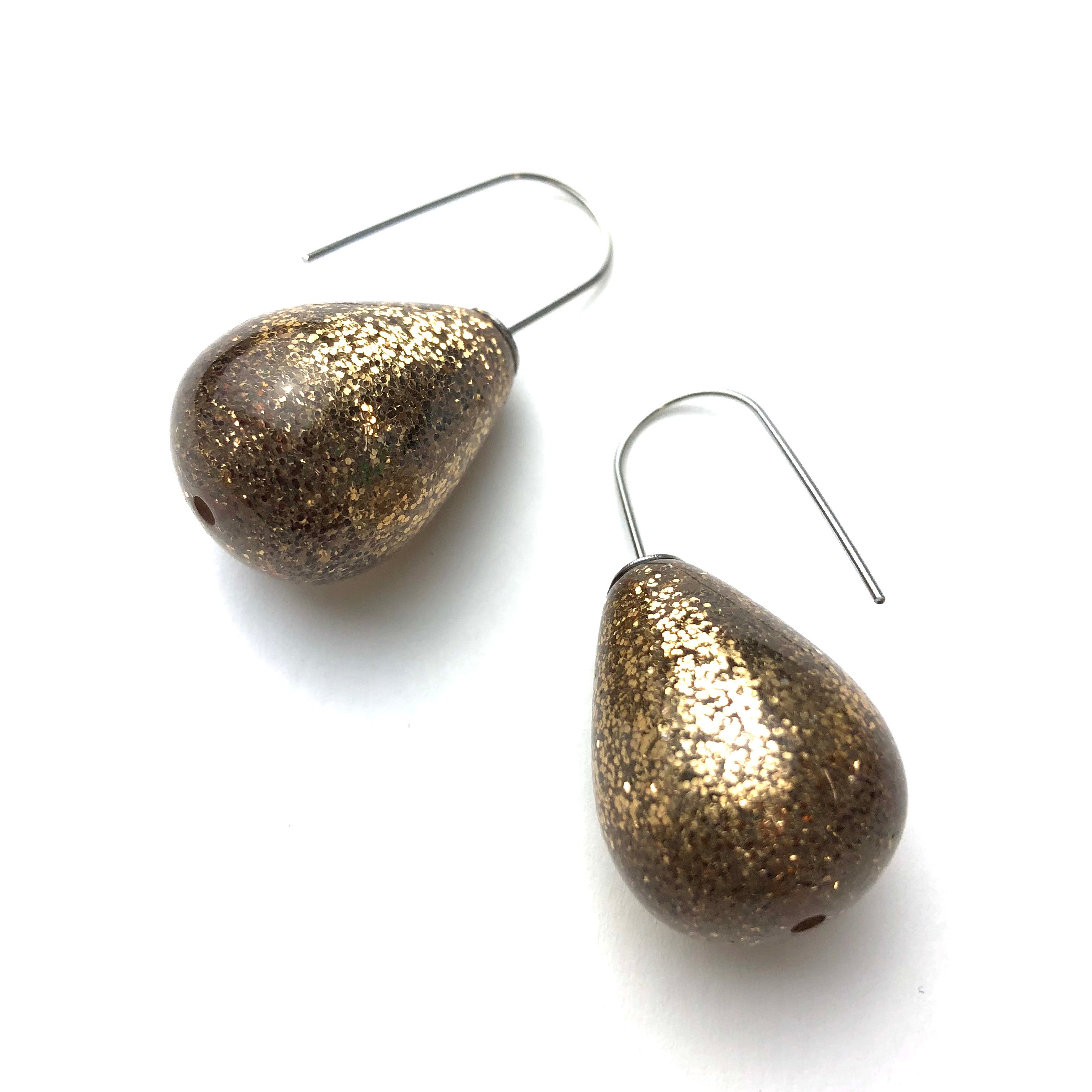 Glitter Bomb Bronze Drop Earrings