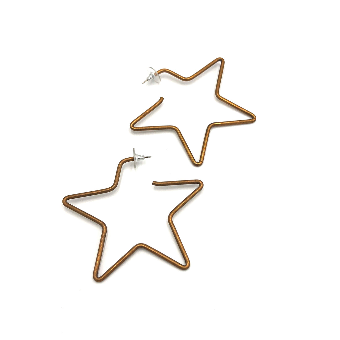Vintage Bronze Star Hoop Earrings