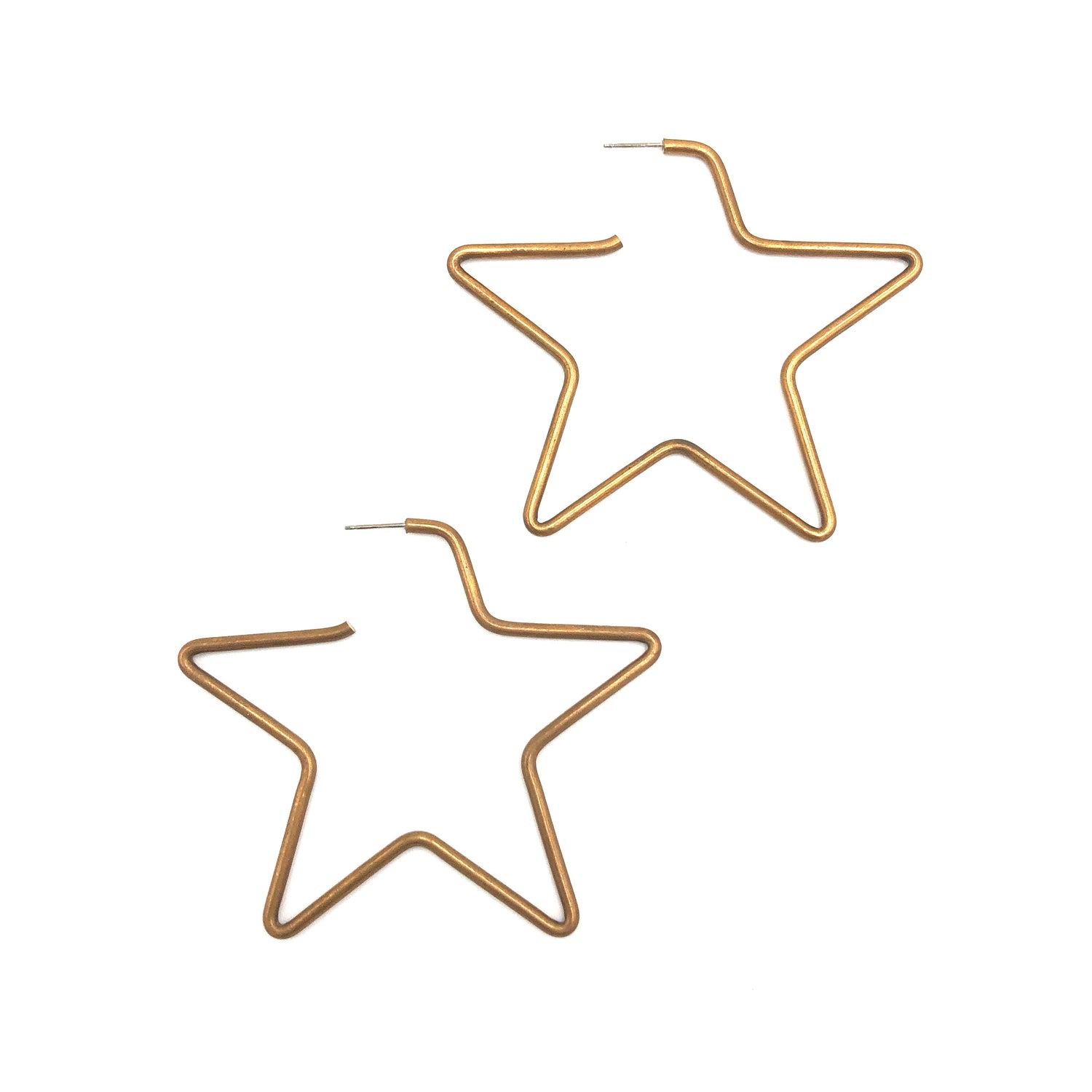 Vintage Bronze Star Hoop Earrings