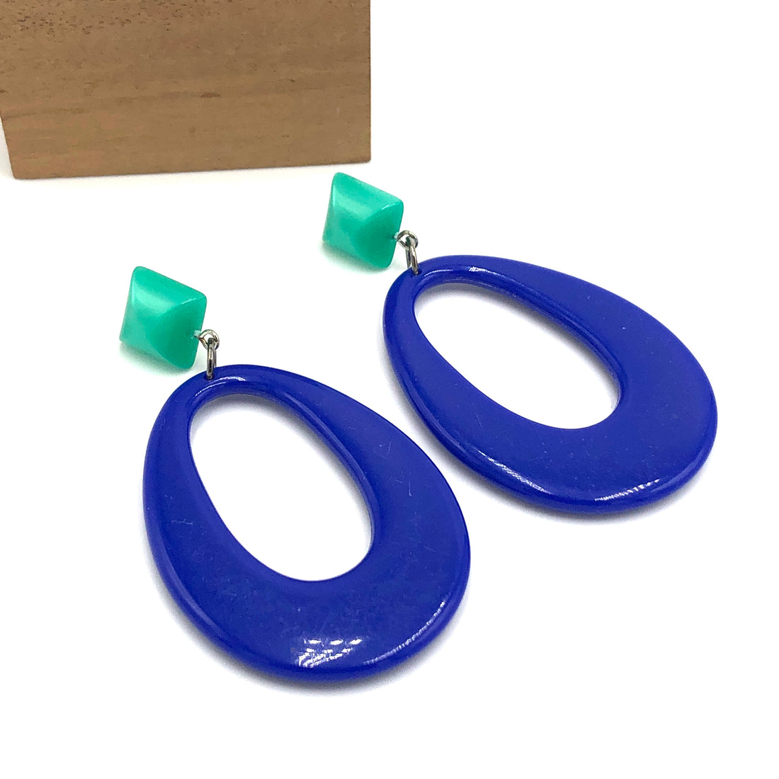 Cobalt &amp; Teal Donut Drop Earrings