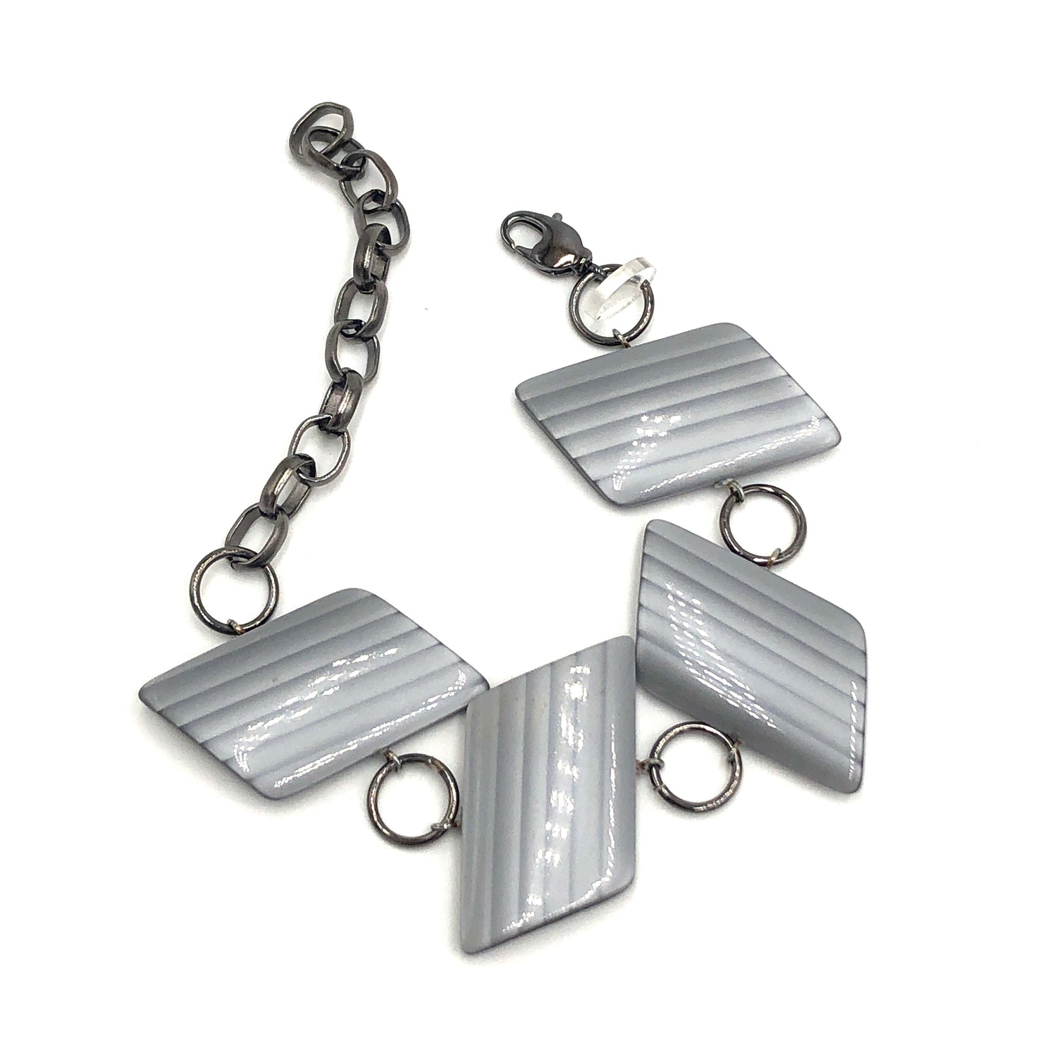 Epic Grey Moonglow Stripe Stations Bracelet