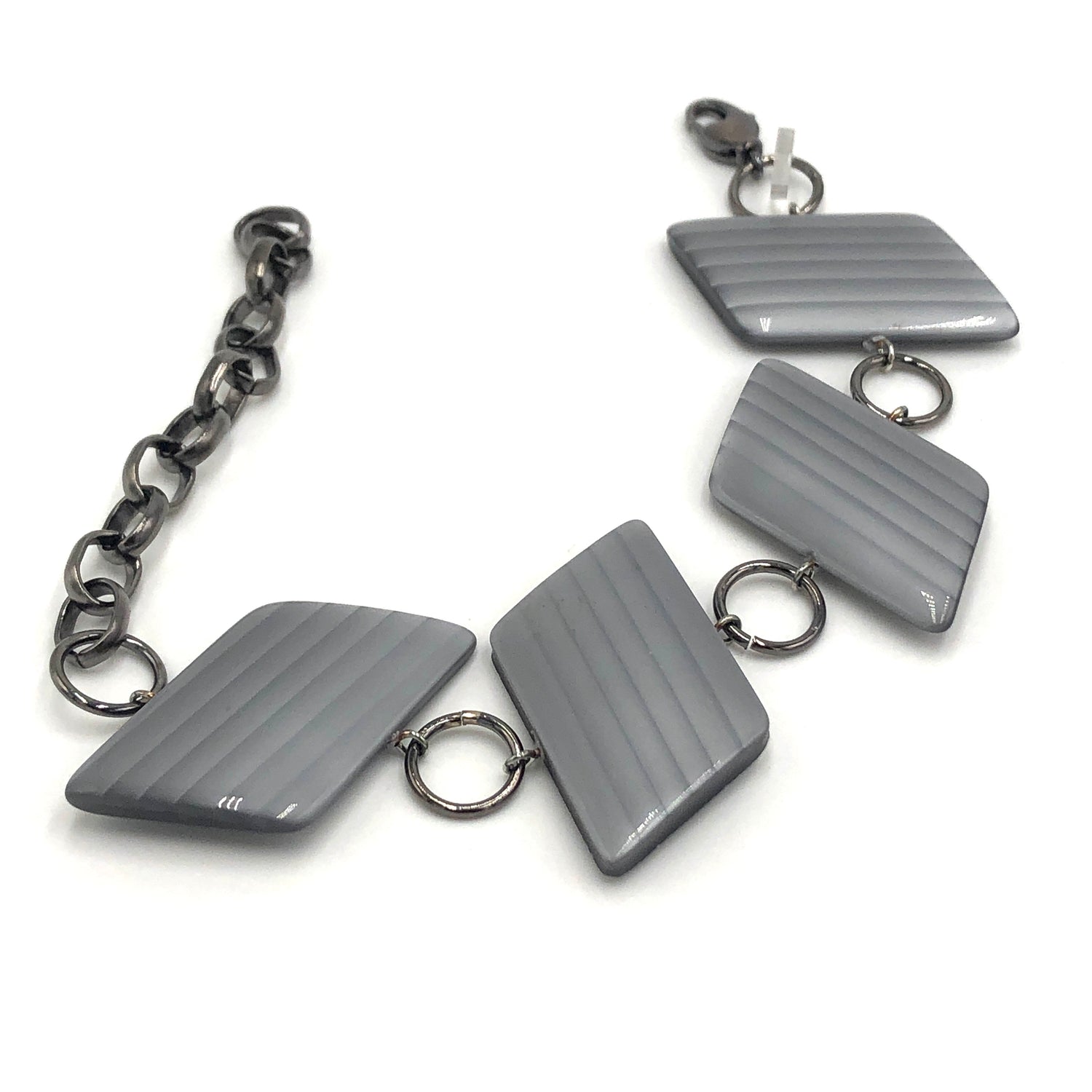 Epic Grey Moonglow Stripe Stations Bracelet