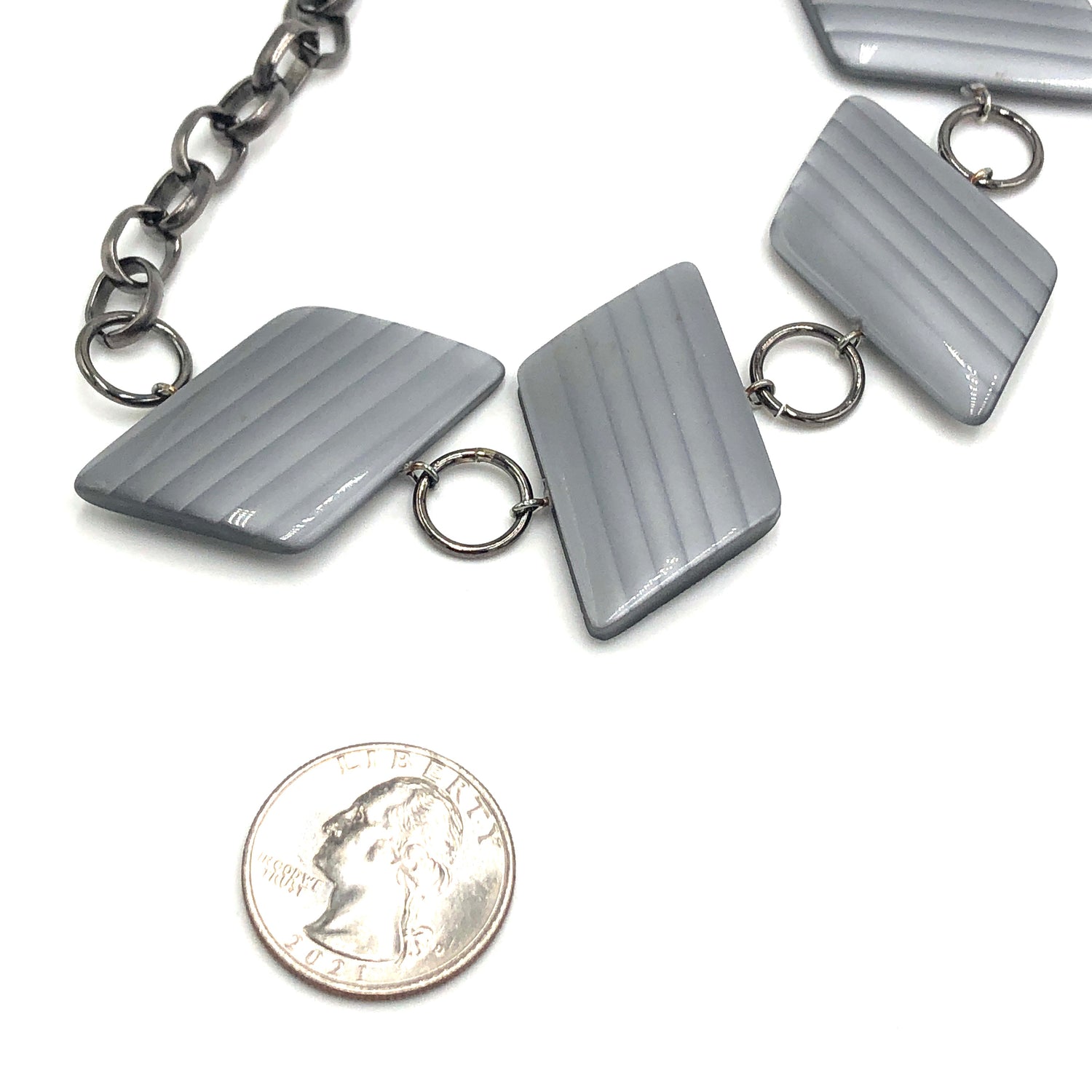 Epic Grey Moonglow Stripe Stations Bracelet