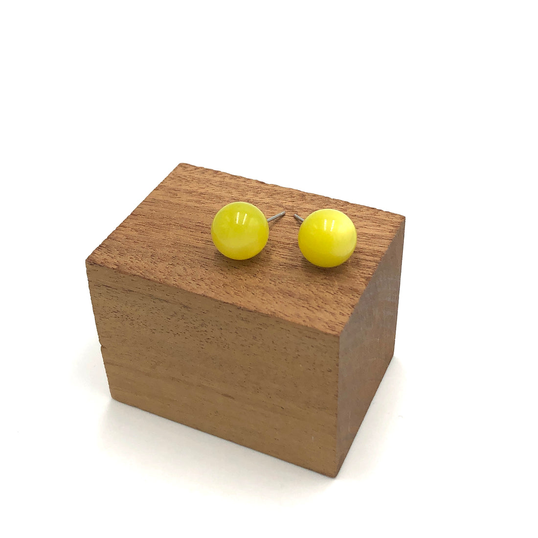 Sunshine Yellow Moonglow Ball Stud Earrings - 12mm