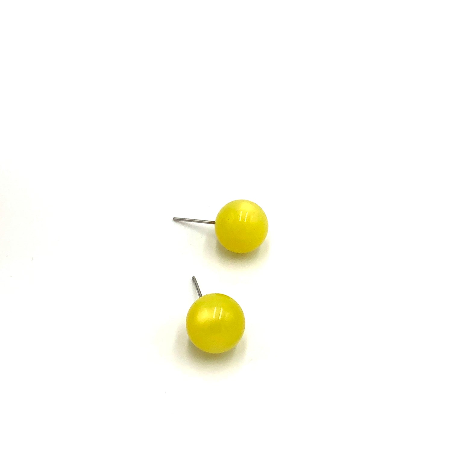 Sunshine Yellow Moonglow Ball Stud Earrings - 12mm