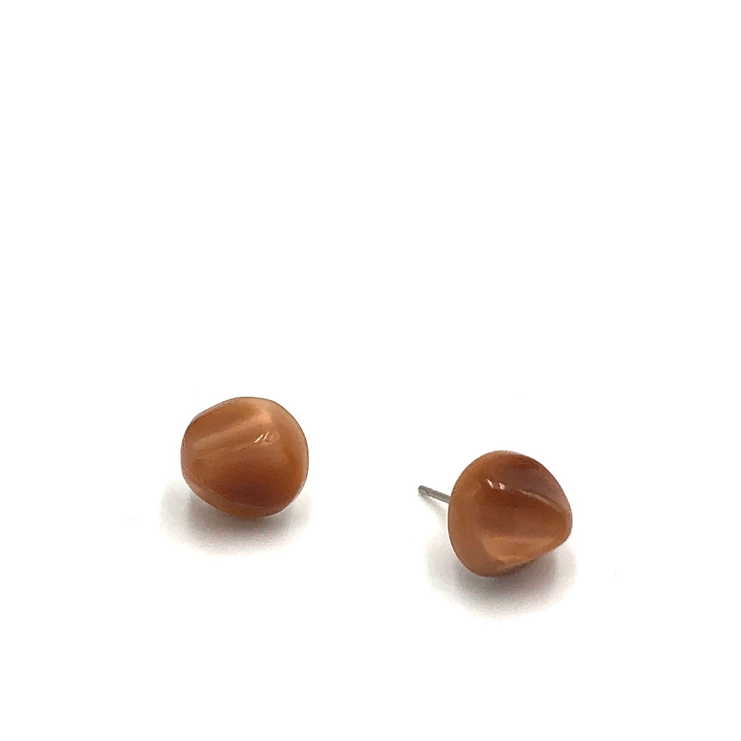 Butterscotch Nugget Moonglow Retro Button Stud Earrings