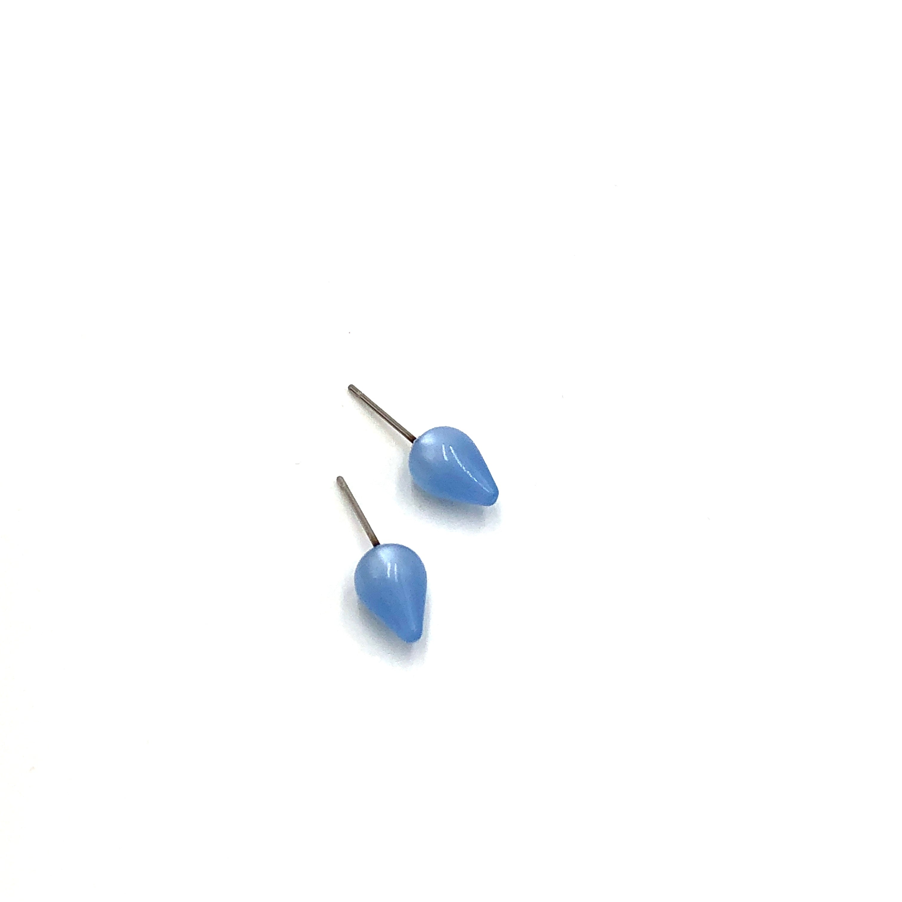 Ice Blue Moonglow Tiny Spike Stud Earrings